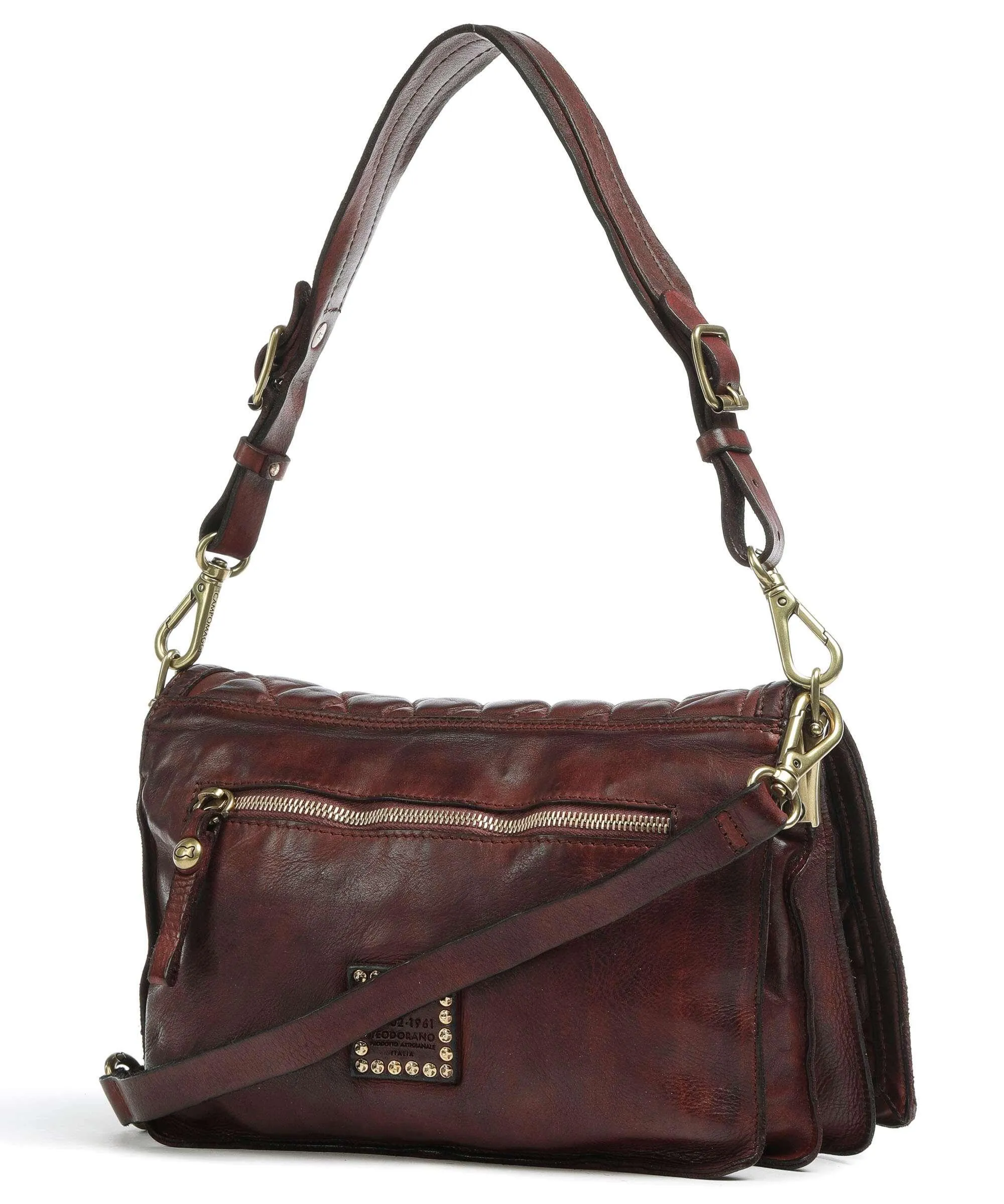  Campomaggi Prestige Borsa a spalla pelle di vacchetta grana rosso scuro  