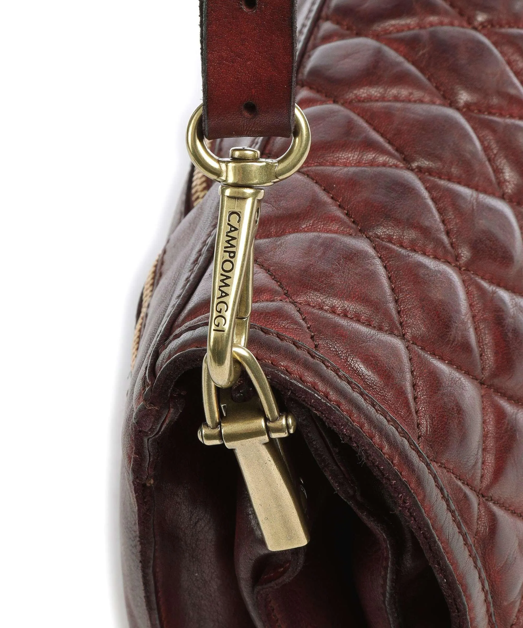 Campomaggi Prestige Borsa a spalla pelle di vacchetta grana rosso scuro  