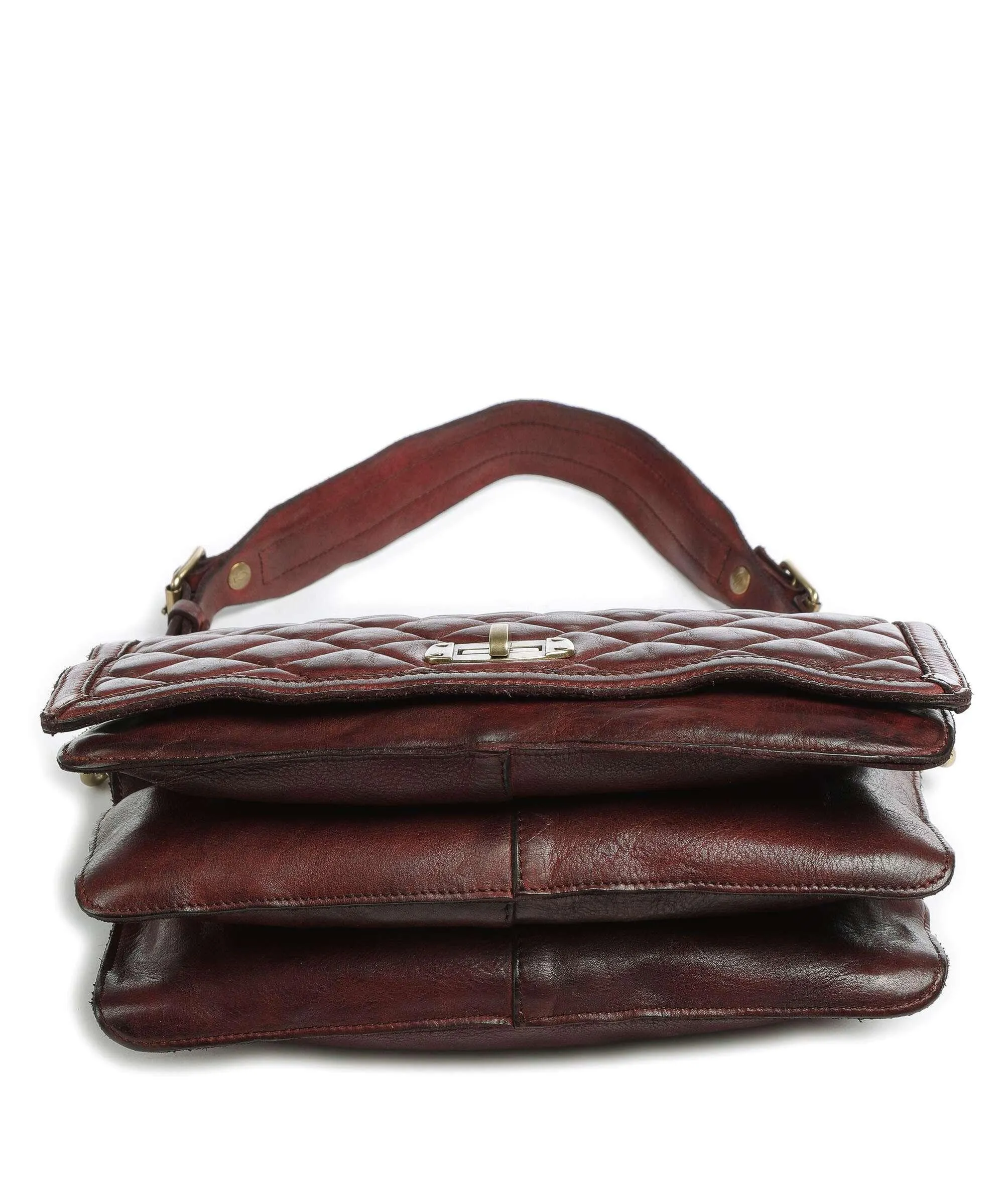  Campomaggi Prestige Borsa a spalla pelle di vacchetta grana rosso scuro  