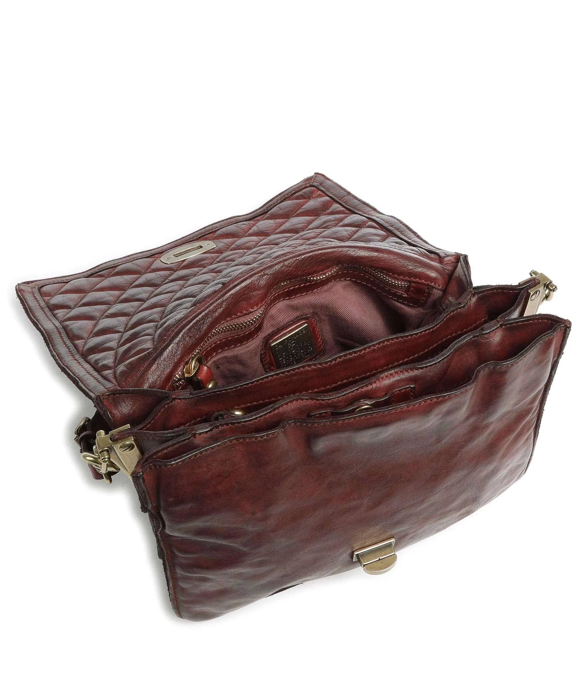  Campomaggi Prestige Borsa a spalla pelle di vacchetta grana rosso scuro  