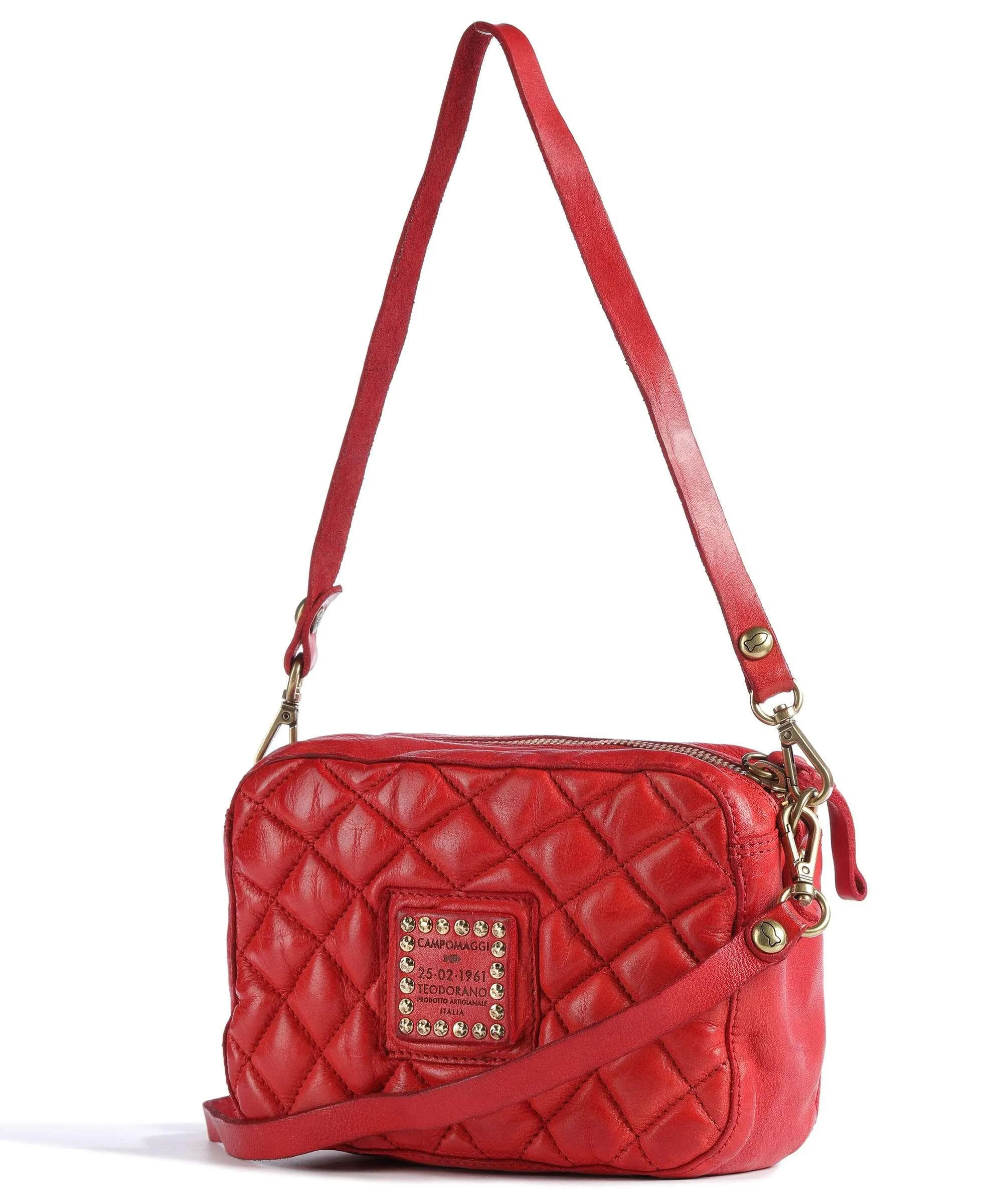  Campomaggi Prestige Borsa a spalla pelle di vacchetta grana rosso  