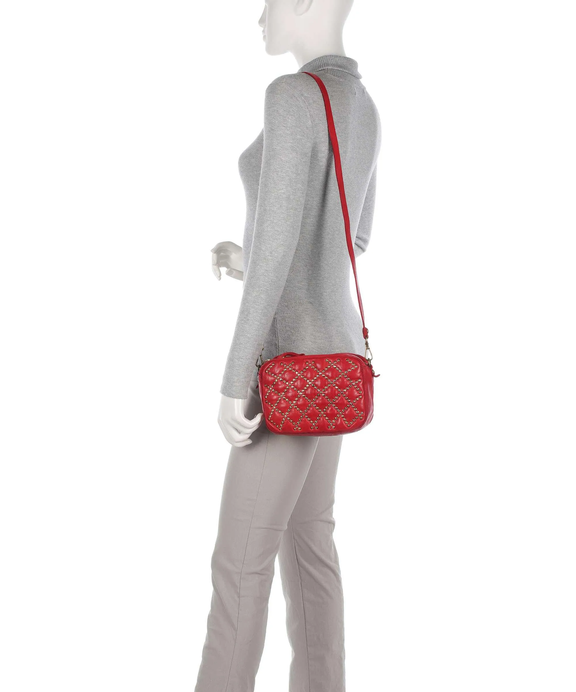  Campomaggi Prestige Borsa a spalla pelle di vacchetta grana rosso  