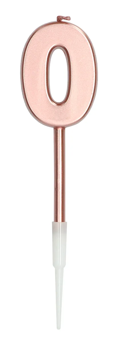 Candelina numero 0 rosa oro