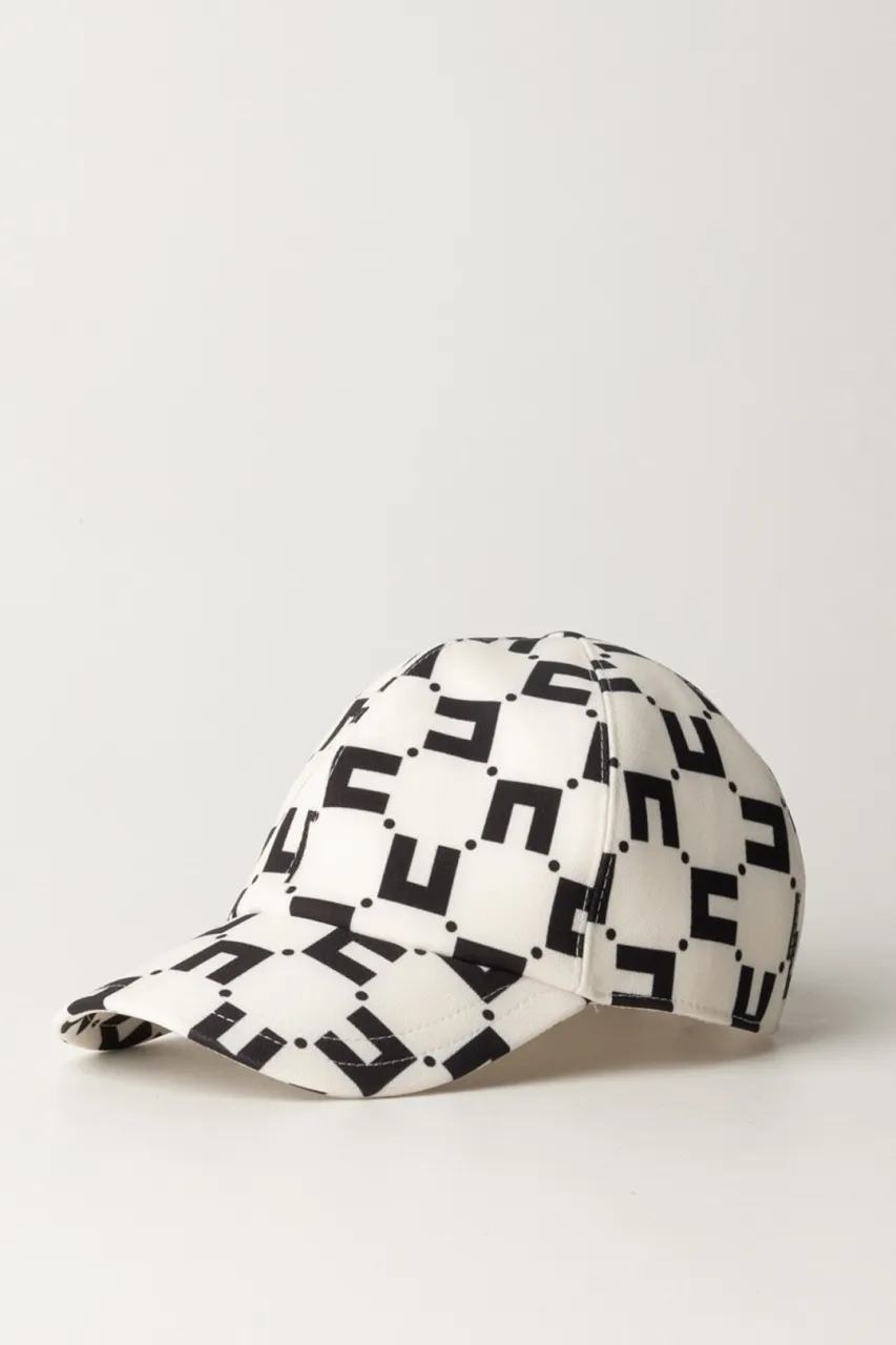 Cappellino da baseball stampa logo cubico BUTTER/BLACK