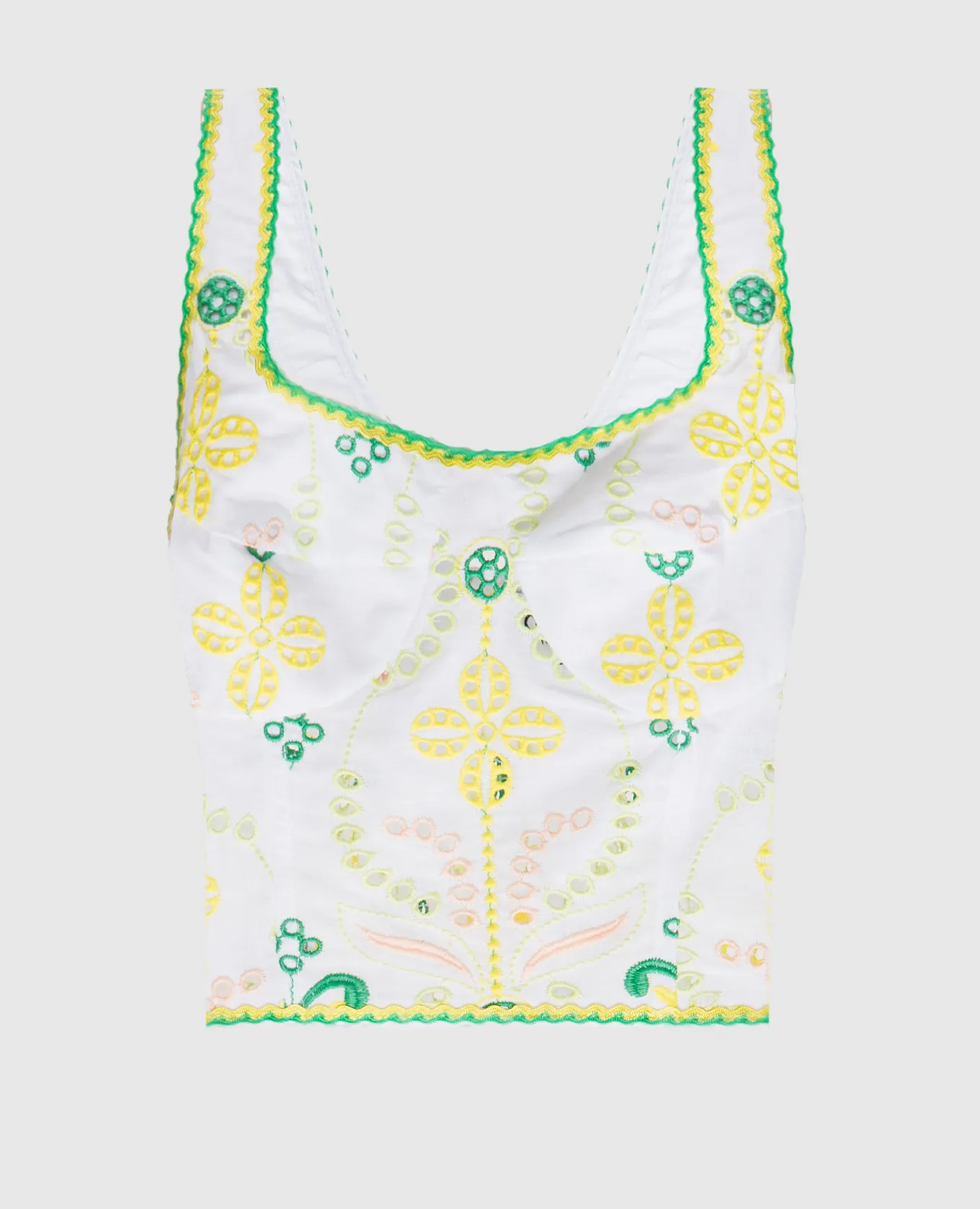 Charo Ruiz Top in lino bianco Mariel con ricami in pizzo 244102