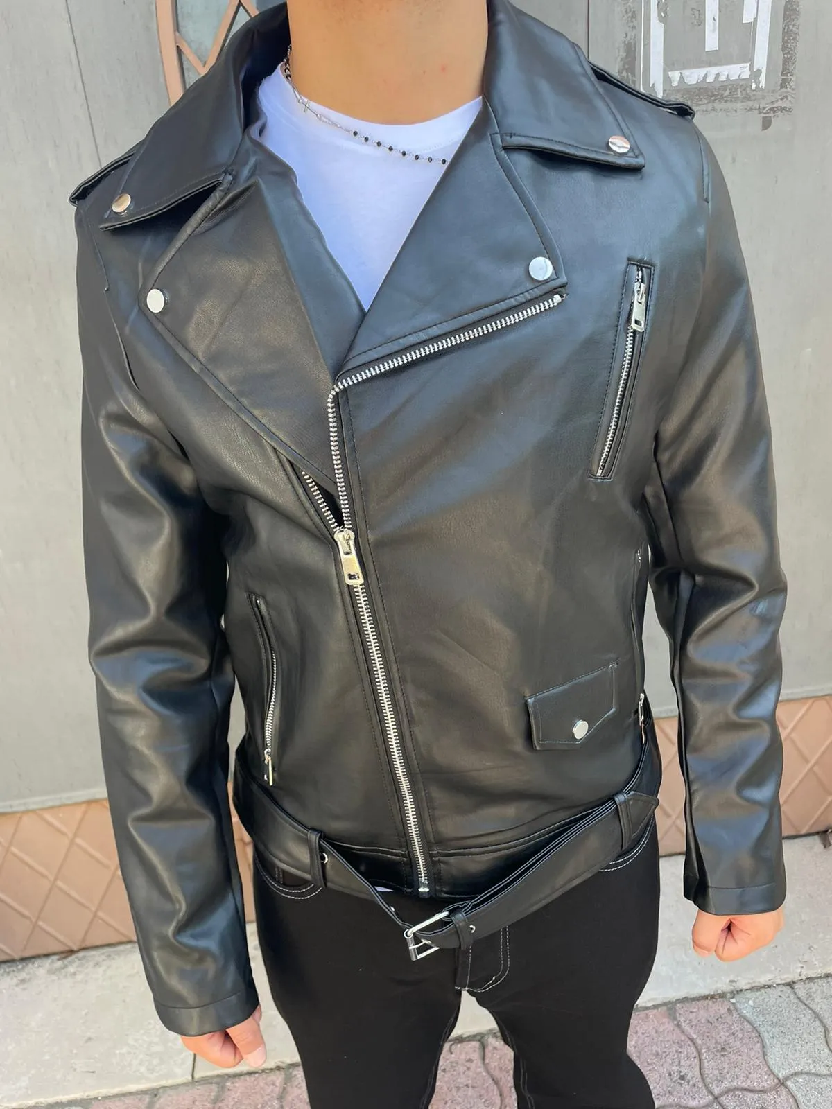Chiodo uomo uomo eco pelle
