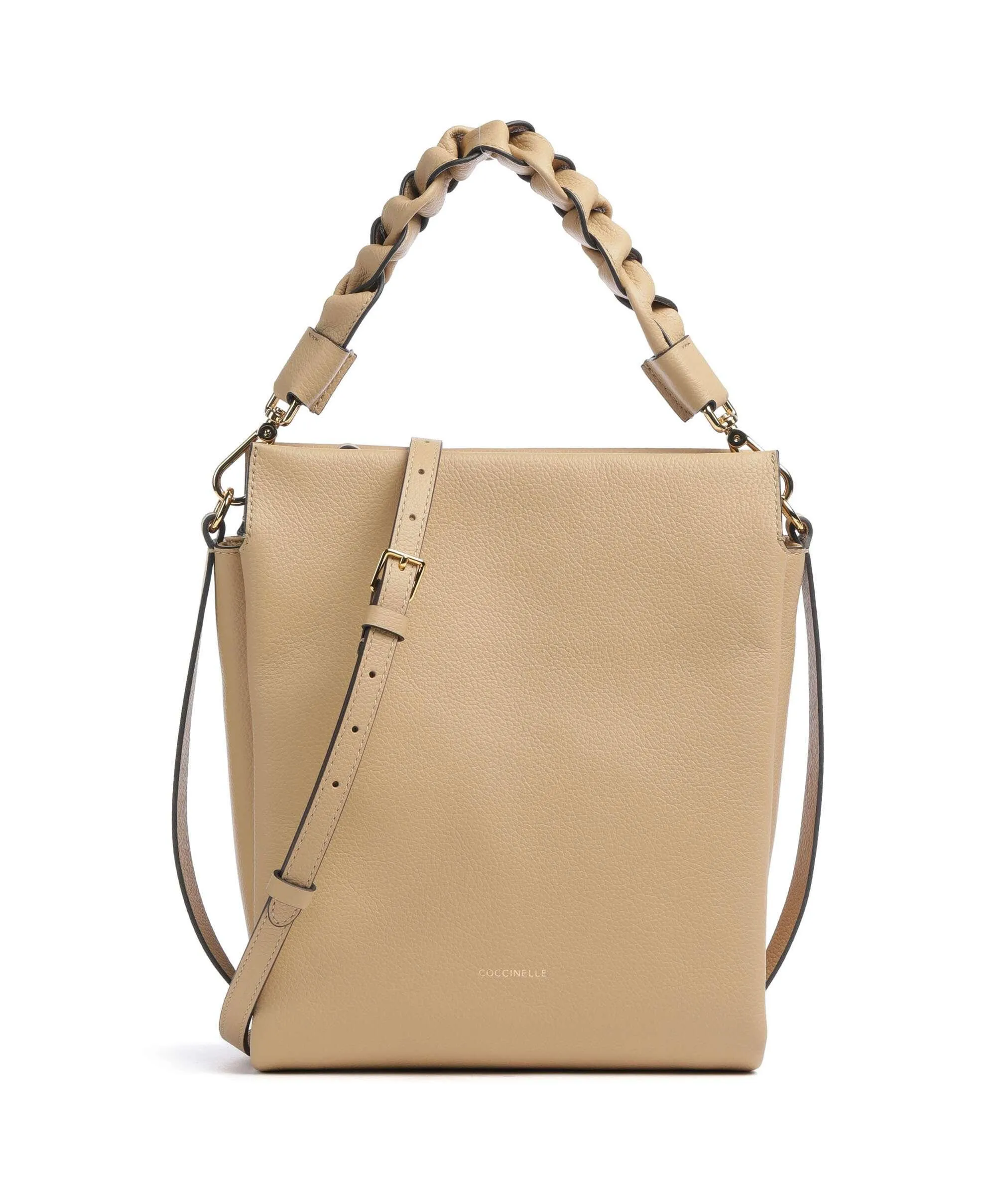  Coccinelle Boheme Grana Double Borsa a mano pelle granulata beige  