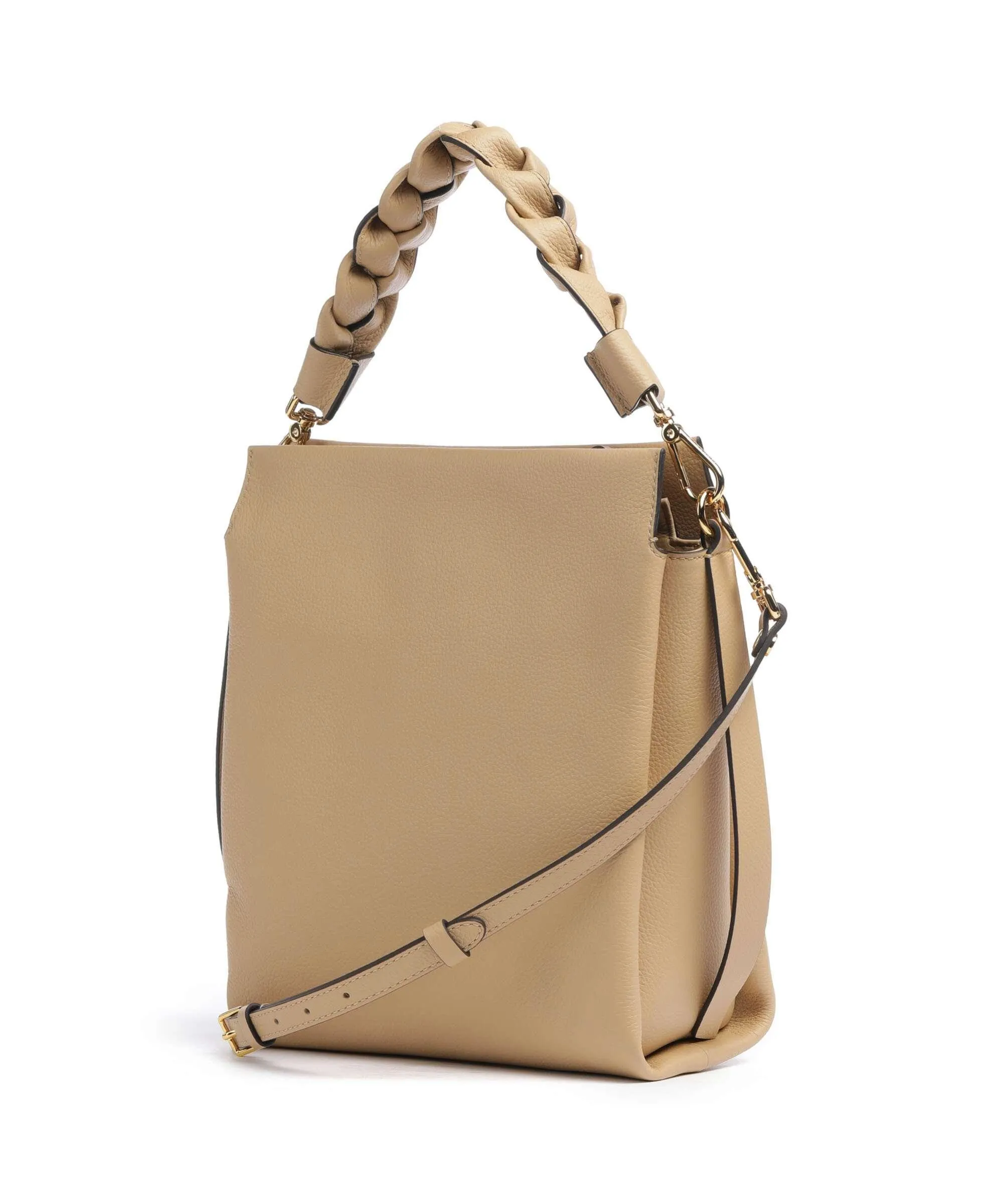  Coccinelle Boheme Grana Double Borsa a mano pelle granulata beige  