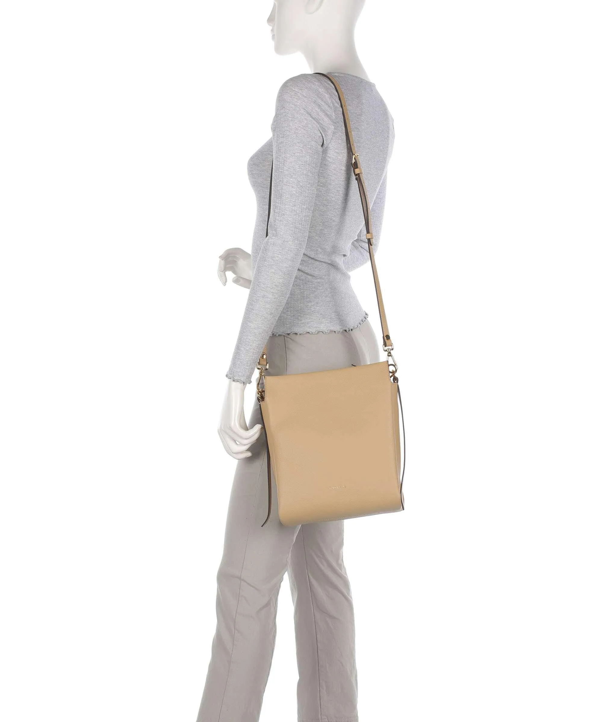  Coccinelle Boheme Grana Double Borsa a mano pelle granulata beige  