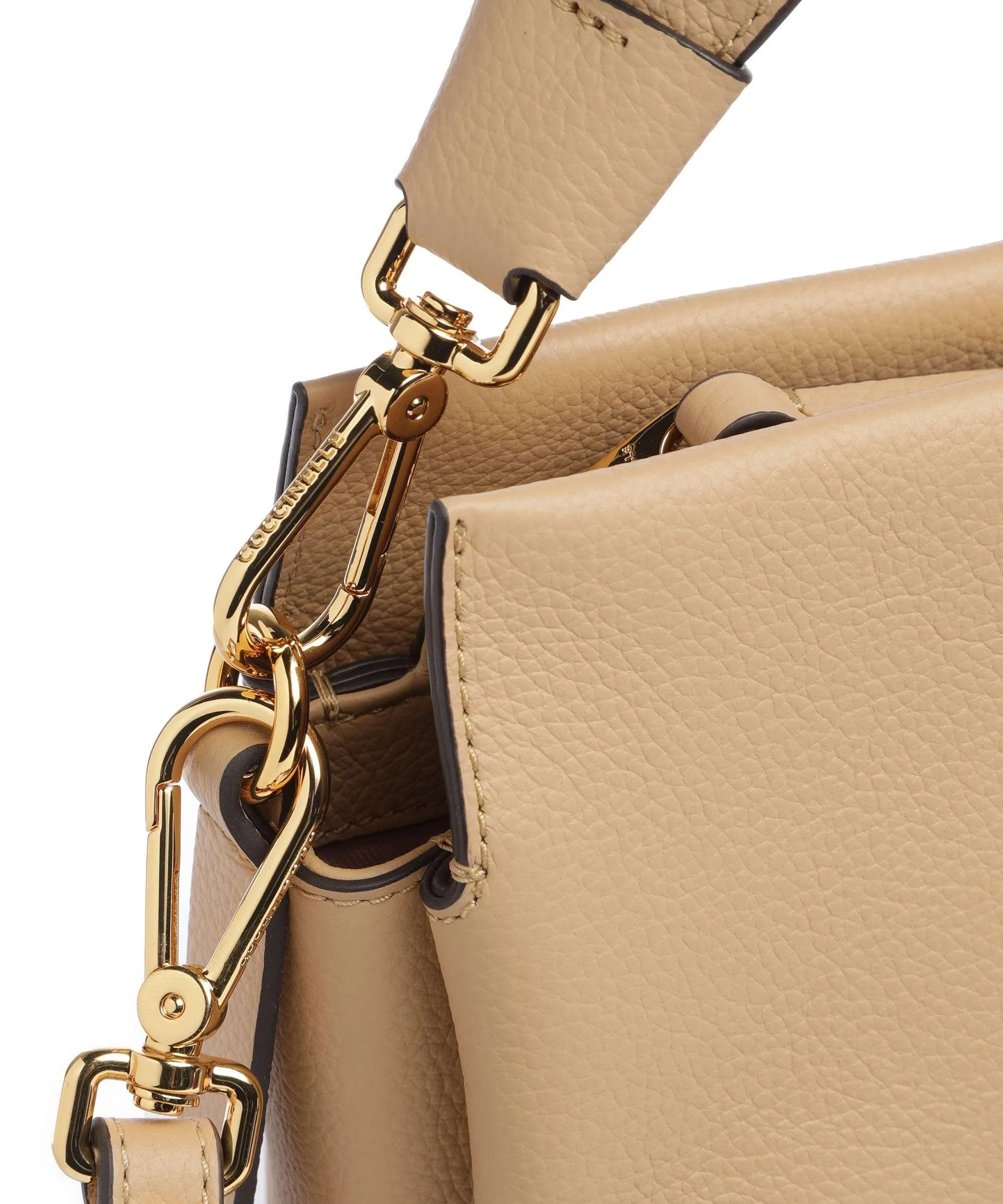  Coccinelle Boheme Grana Double Borsa a mano pelle granulata beige  