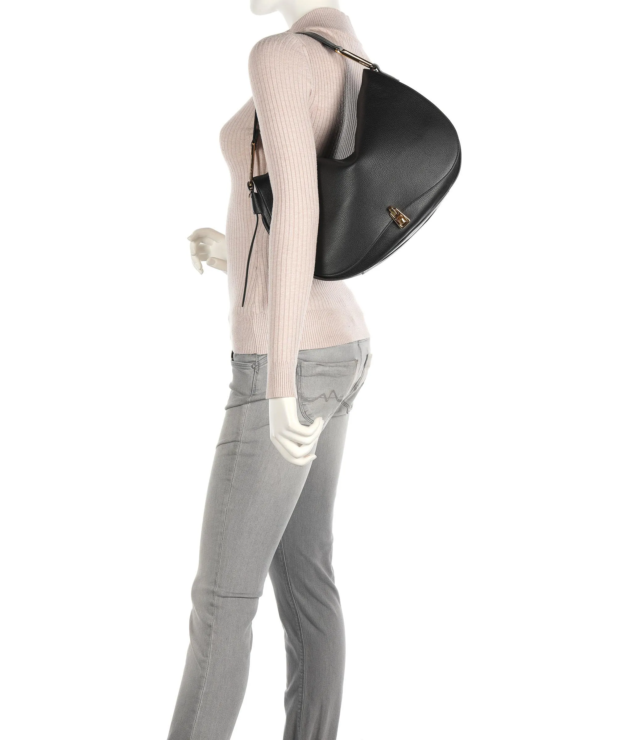  Coccinelle Magie Borsa hobo pelle granulata nero  