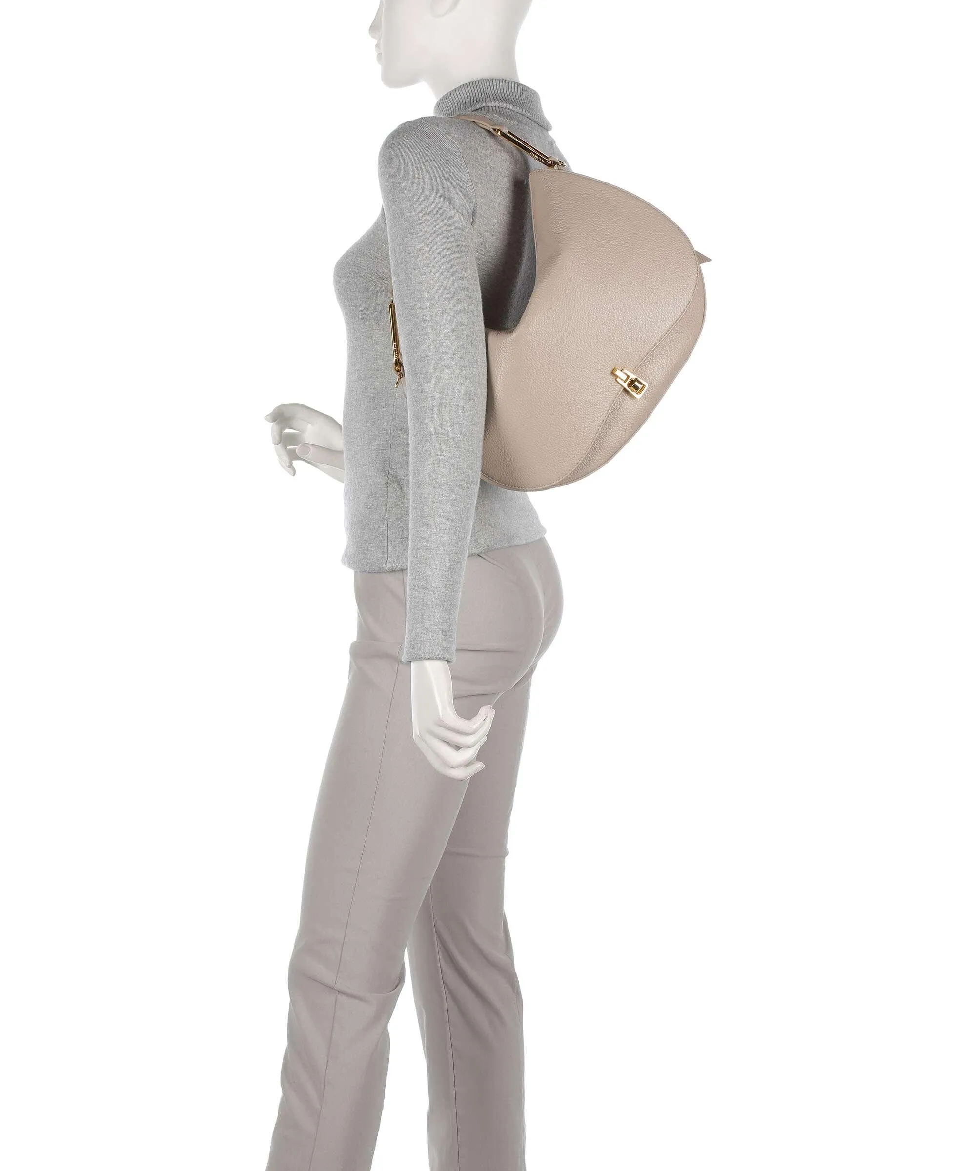  Coccinelle Magie Soft Borsa hobo pelle di vacchetta grana beige  