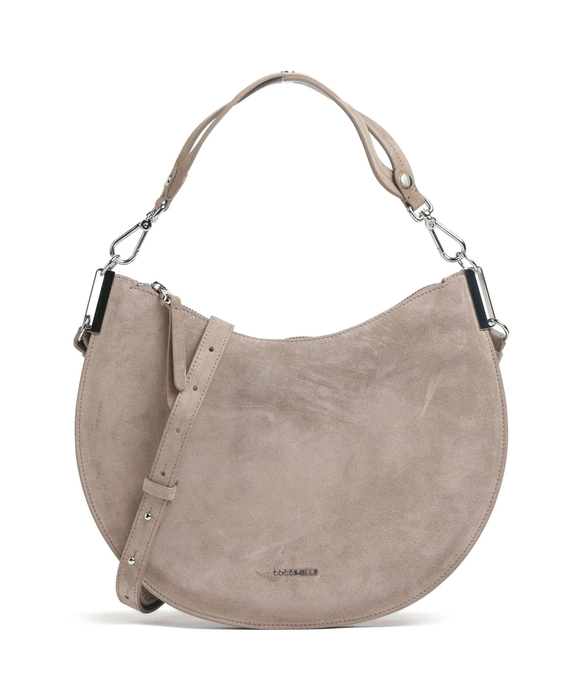  Coccinelle Sunup Suede Borsa hobo pelle ruvida taupe  
