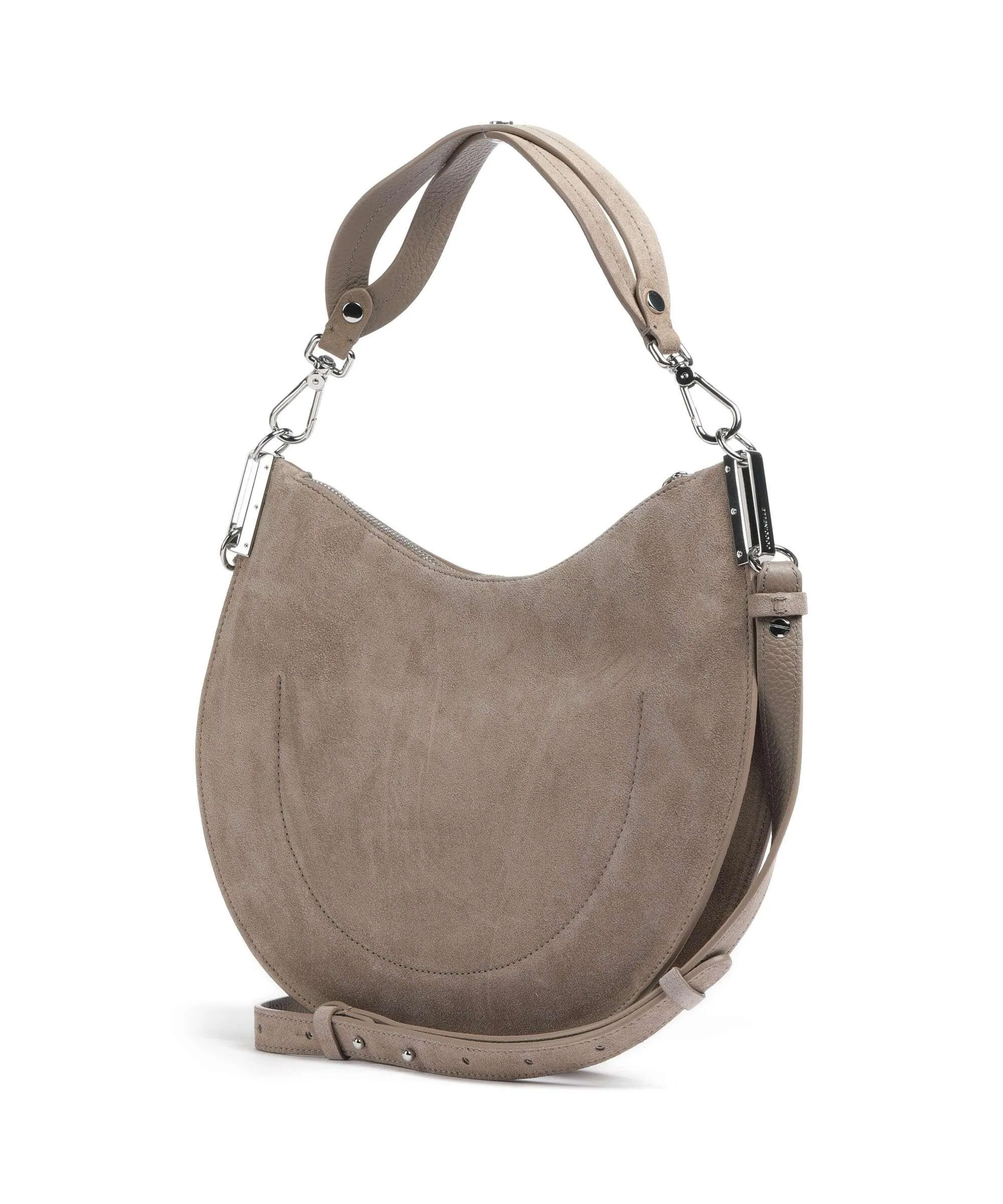  Coccinelle Sunup Suede Borsa hobo pelle ruvida taupe  