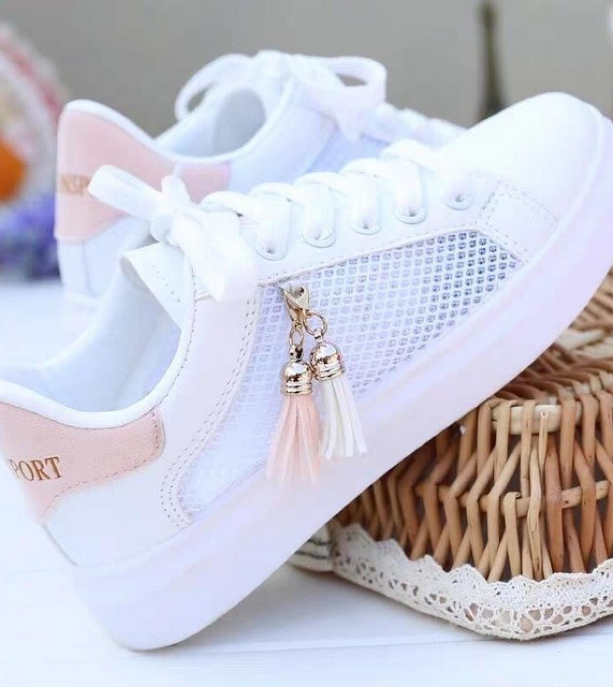 Comemore 2022 Spring Sneakers Donna Scarpe bianche Espadrillas Donna Tennis Estate Maglia vulcanizzata Scarpe di tela Borchie