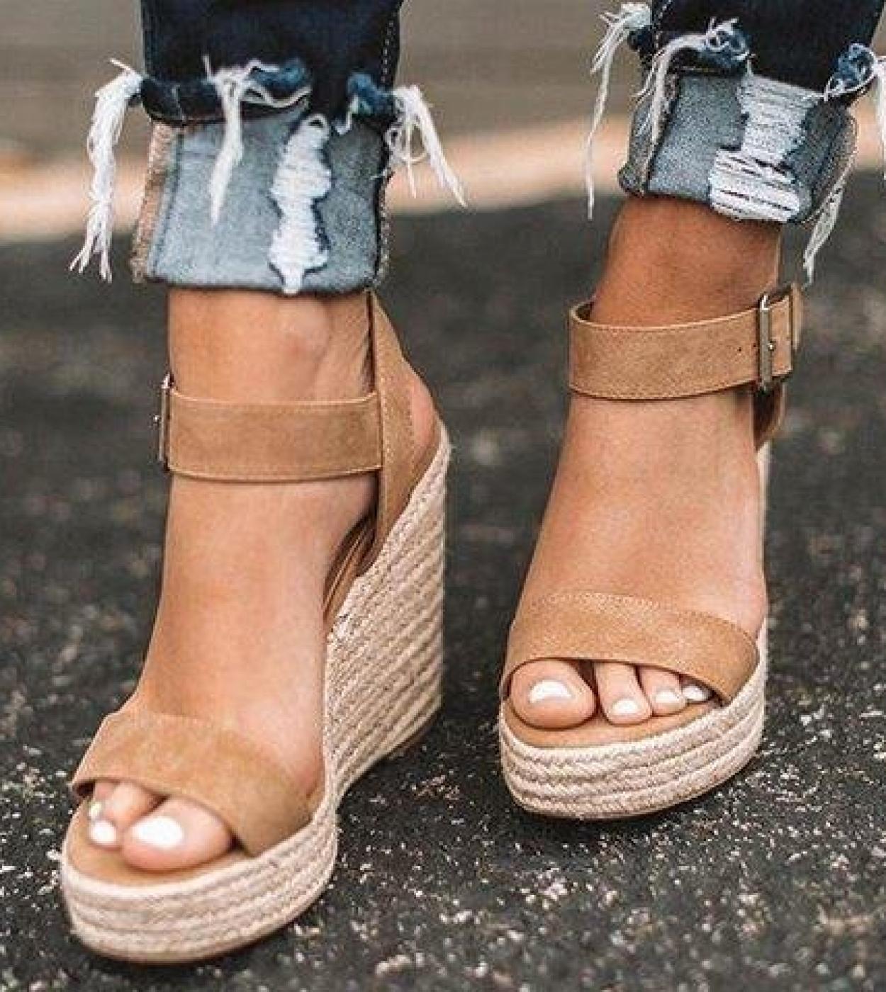 Comemore Scarpe da donna Sandali con plateau Donna Zeppe comode Décolleté con tacco alto Sandalia Espadrillas Donna Estate Plus
