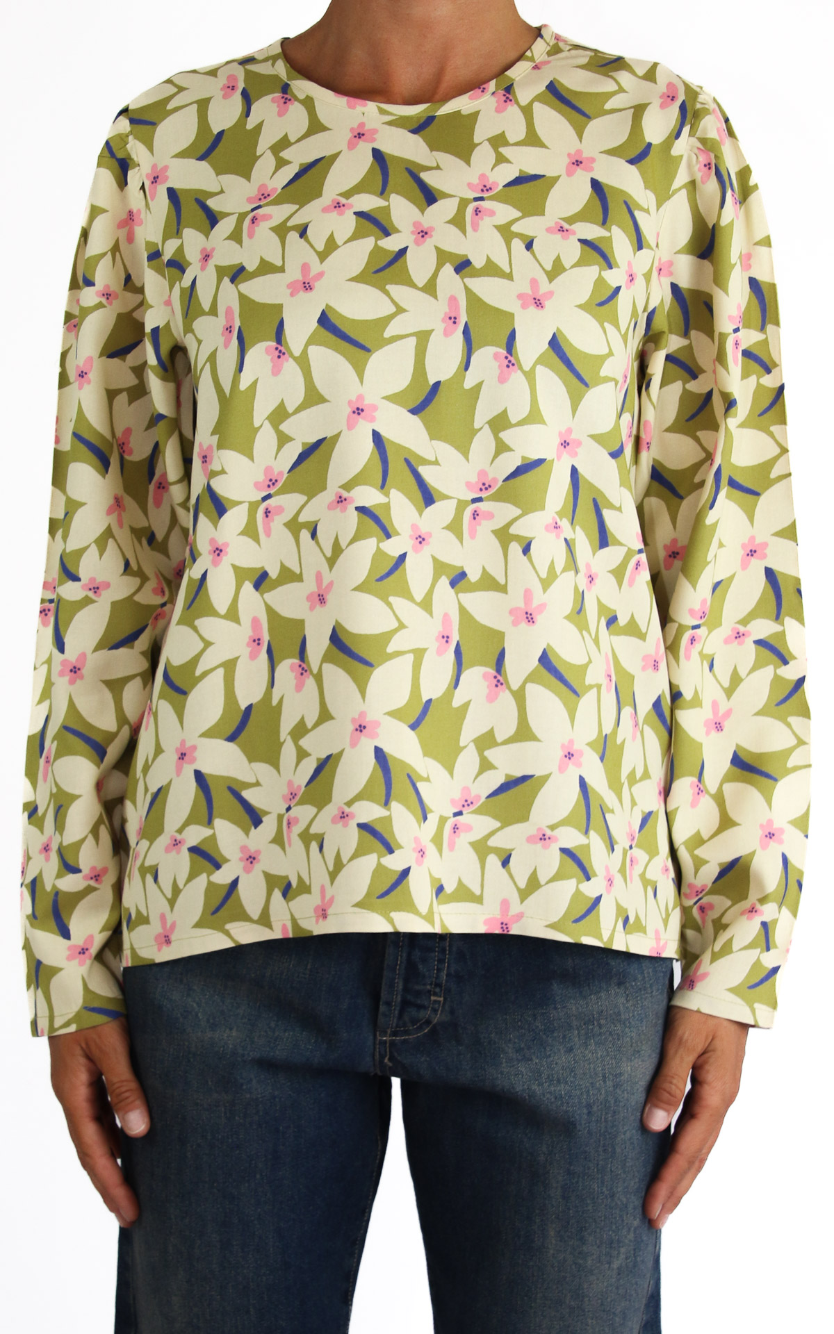 Compania Fantastica – camicia fantasia – verde lime/ blu