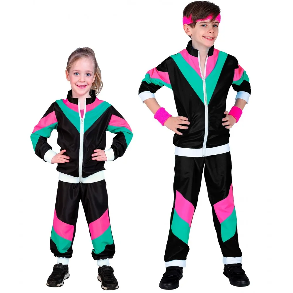 Costume Tuta Anni 80 Bambino Unisex per Feste a Tema, Taglia 8-10 anni, 140cm