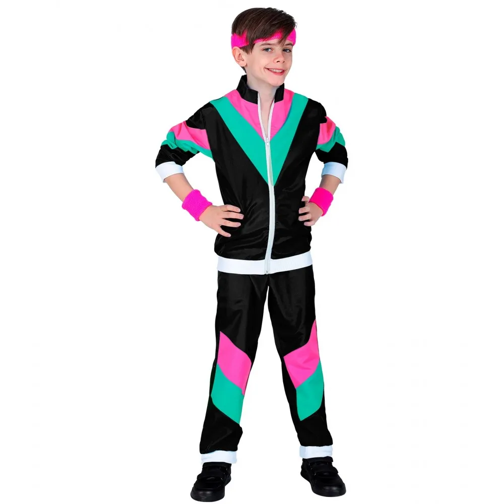Costume Tuta Anni 80 Bambino Unisex per Feste a Tema, Taglia 8-10 anni, 140cm
