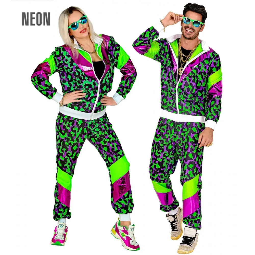 Costume Tuta Anni 80 Party Animal Fluorescente Unisex per Feste a TemaTaglia XL, Adulto