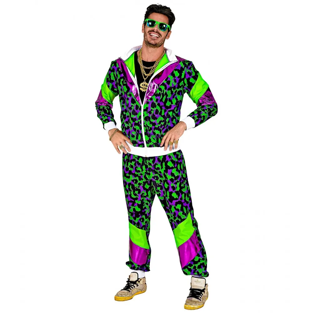 Costume Tuta Anni 80 Party Animal Fluorescente Unisex per Feste a TemaTaglia XL, Adulto