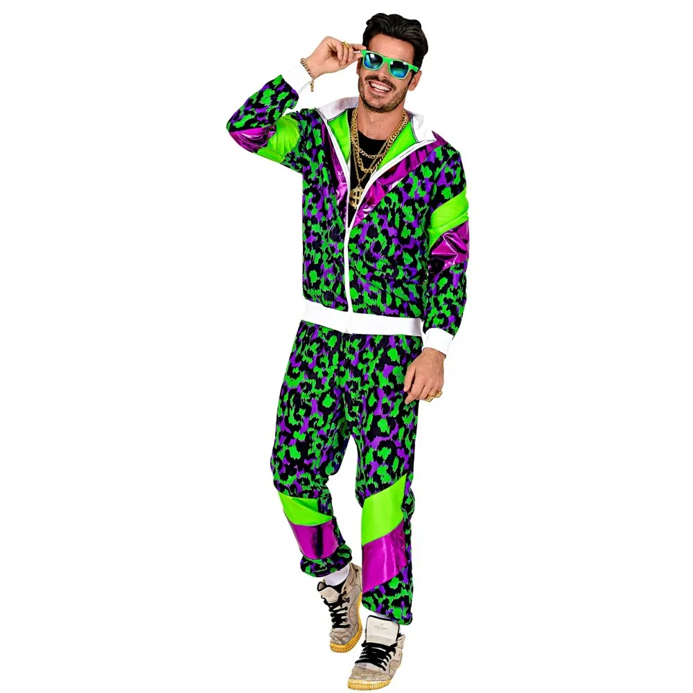Costume Tuta Anni 80 Party Animal Fluorescente Unisex per Feste a TemaTaglia XL, Adulto