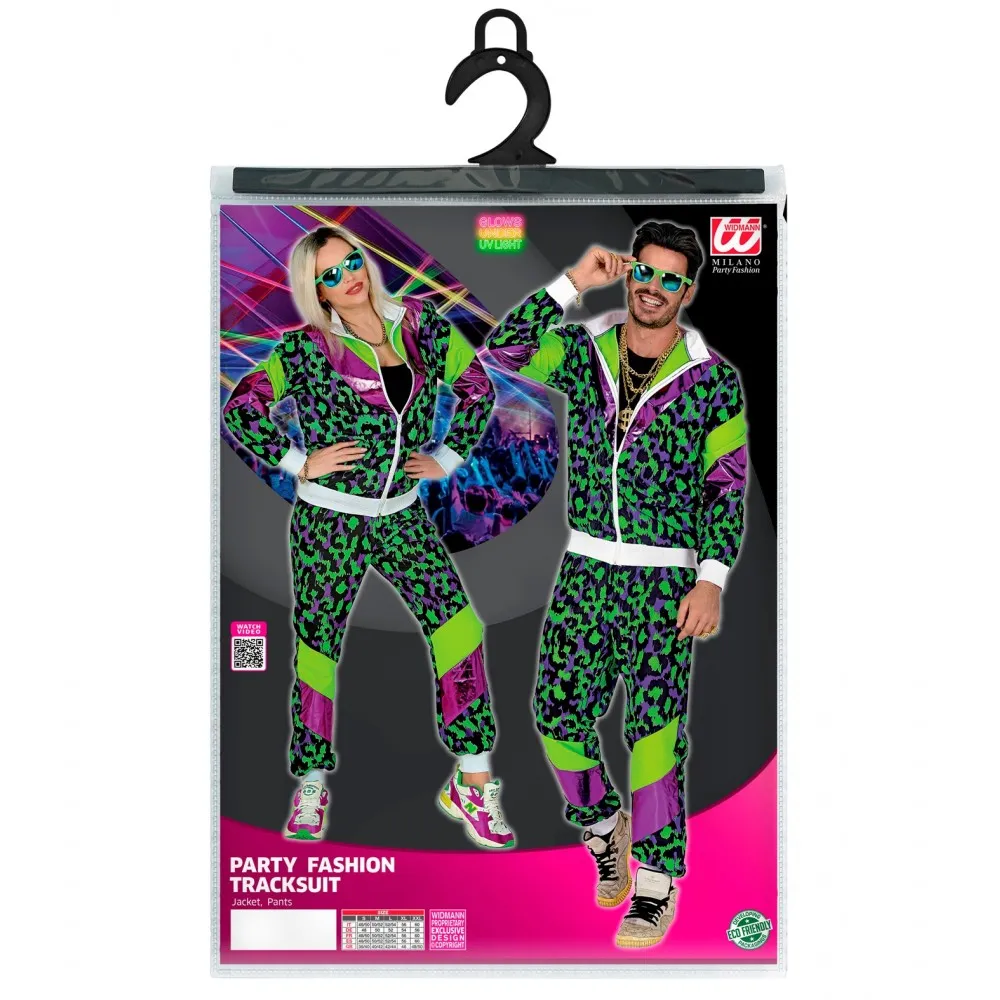 Costume Tuta Anni 80 Party Animal Fluorescente Unisex per Feste a TemaTaglia XL, Adulto