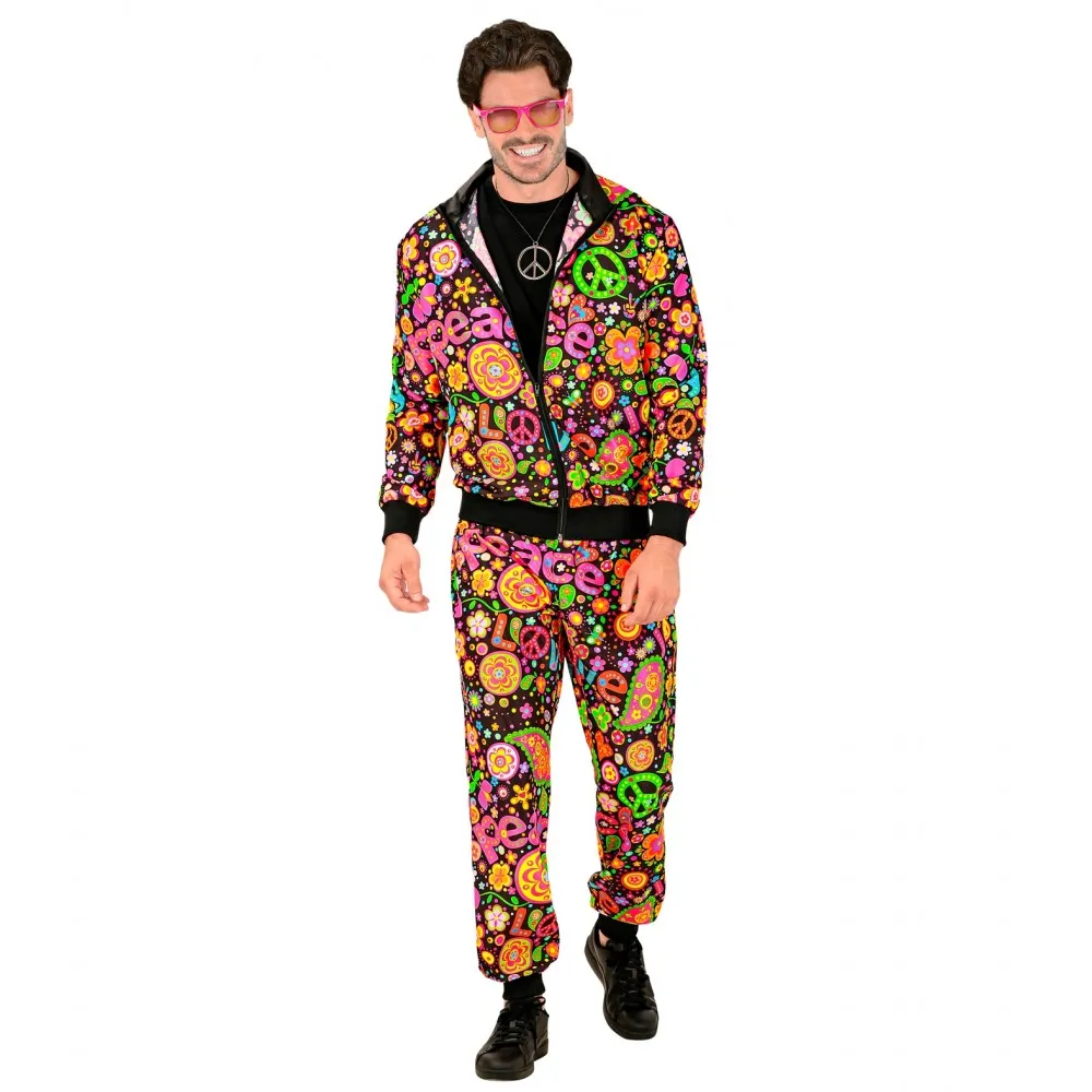 Costume Tuta Party Fashion Hippie Fluorescente Unisex per Feste a TemaTaglia XXL, Adulto