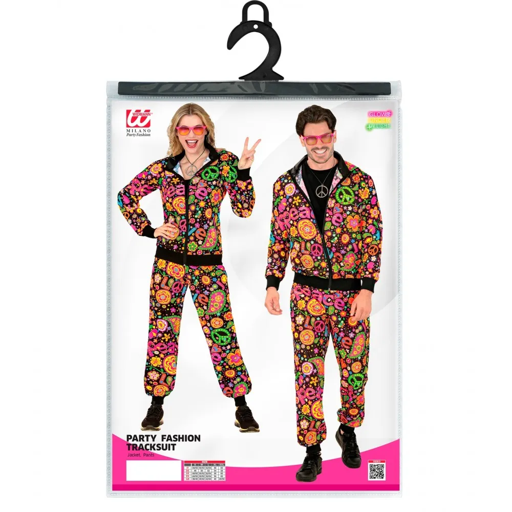 Costume Tuta Party Fashion Hippie Fluorescente Unisex per Feste a TemaTaglia XXL, Adulto