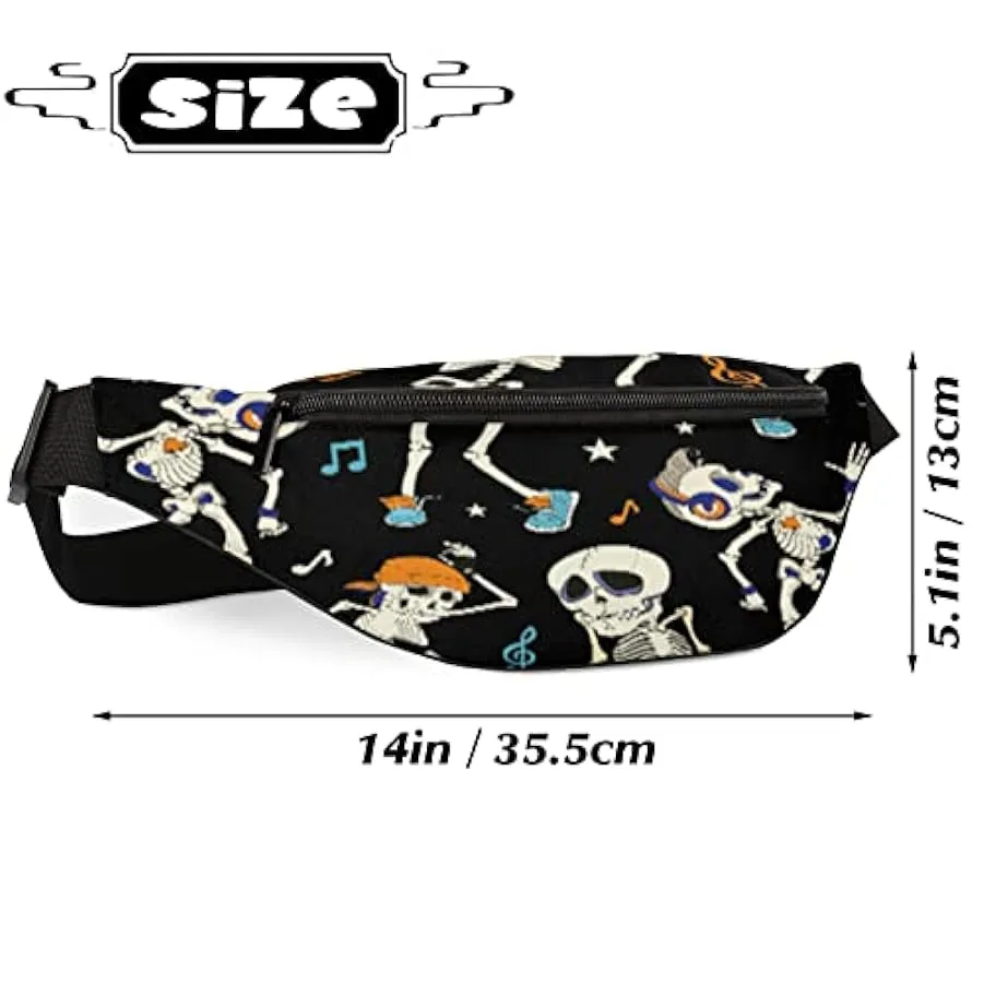 Dancing Skeleton Marsupio per donna uomo, divertente scheletro umano marsupio marsupio leggero, borsa da cintura regalo per cors