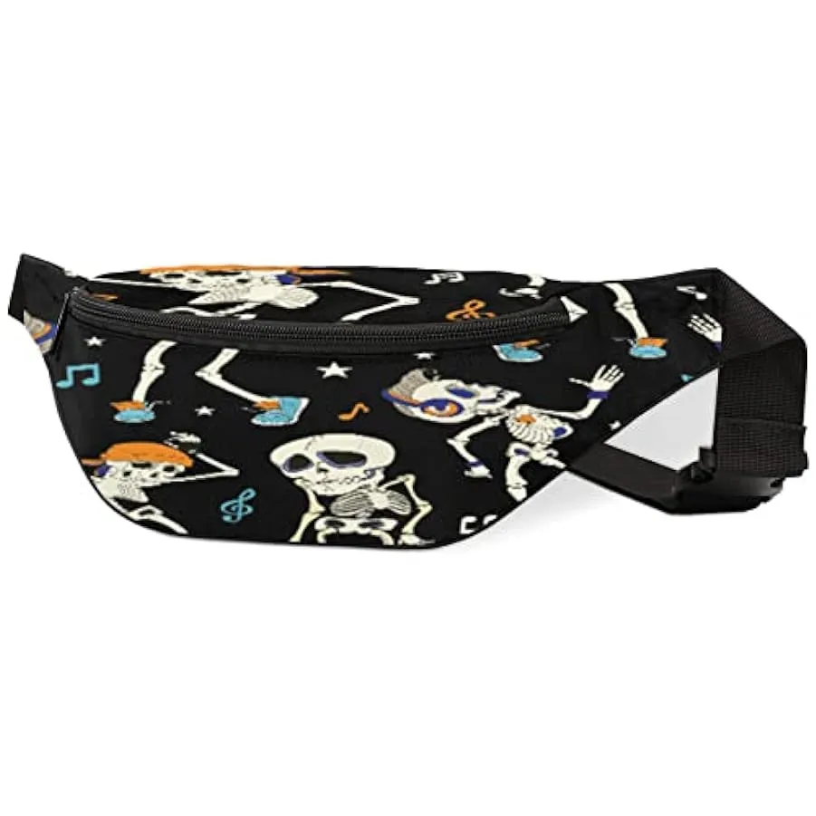 Dancing Skeleton Marsupio per donna uomo, divertente scheletro umano marsupio marsupio leggero, borsa da cintura regalo per cors