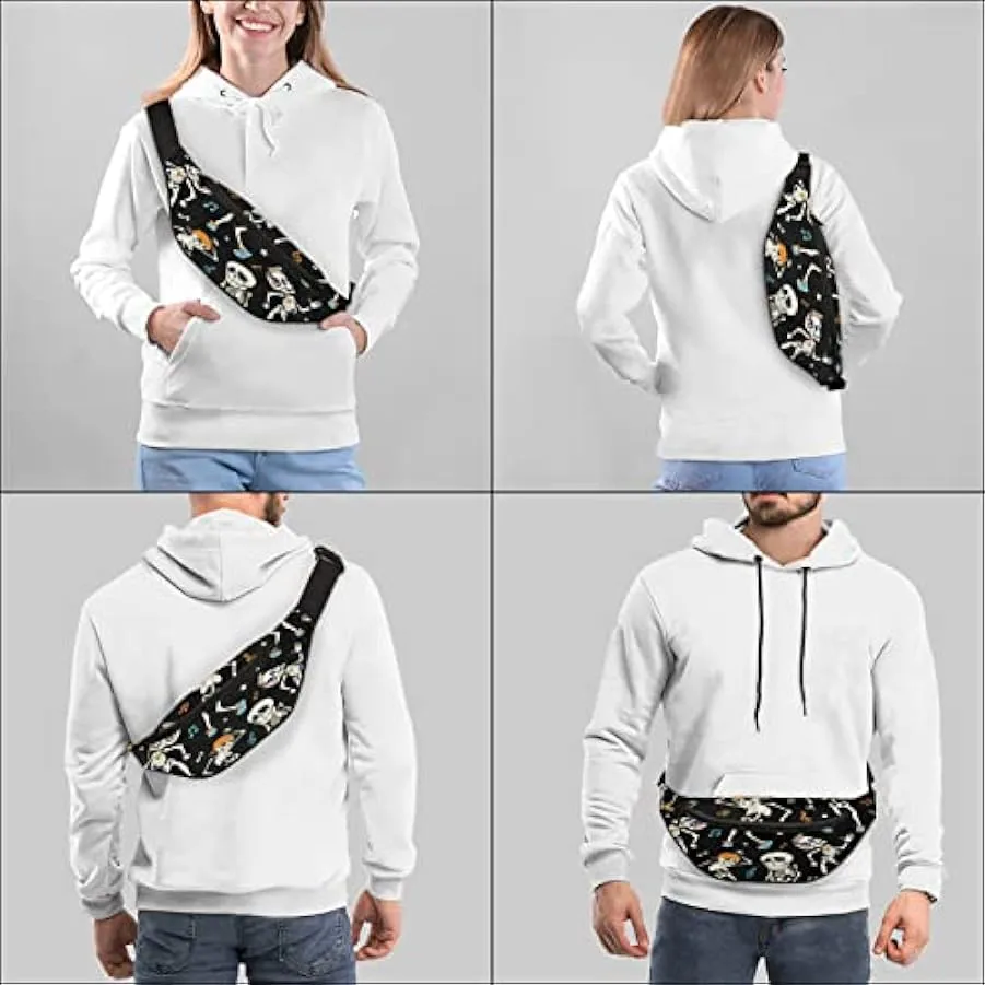 Dancing Skeleton Marsupio per donna uomo, divertente scheletro umano marsupio marsupio leggero, borsa da cintura regalo per cors