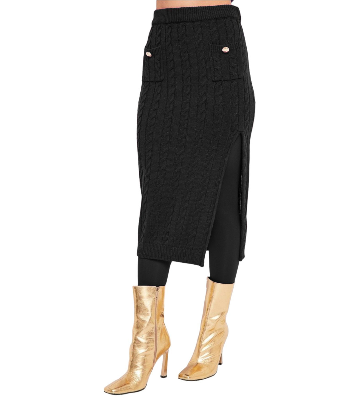 Denny Rose Donna Gonna Lunga In Maglia Con Spacco