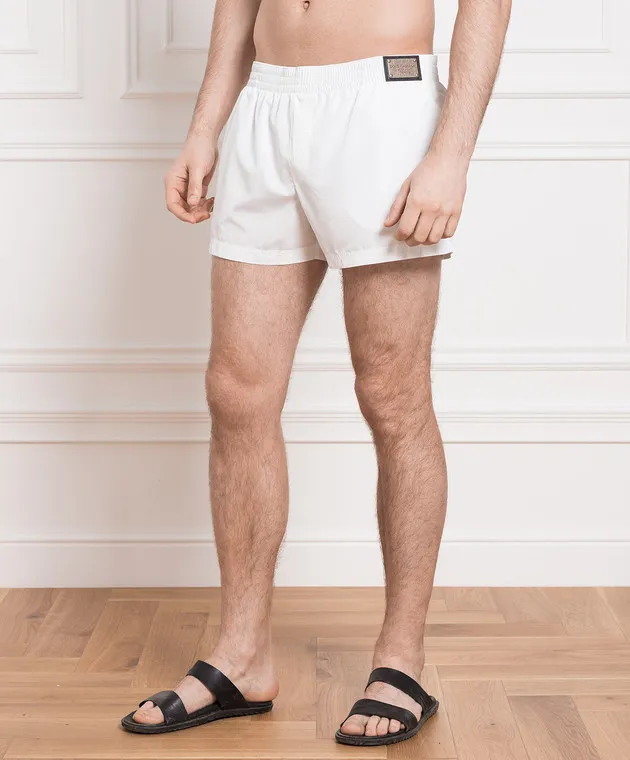 Dolce&Gabbana Shorts da bagno bianchi con logo M4E51TFUSFW