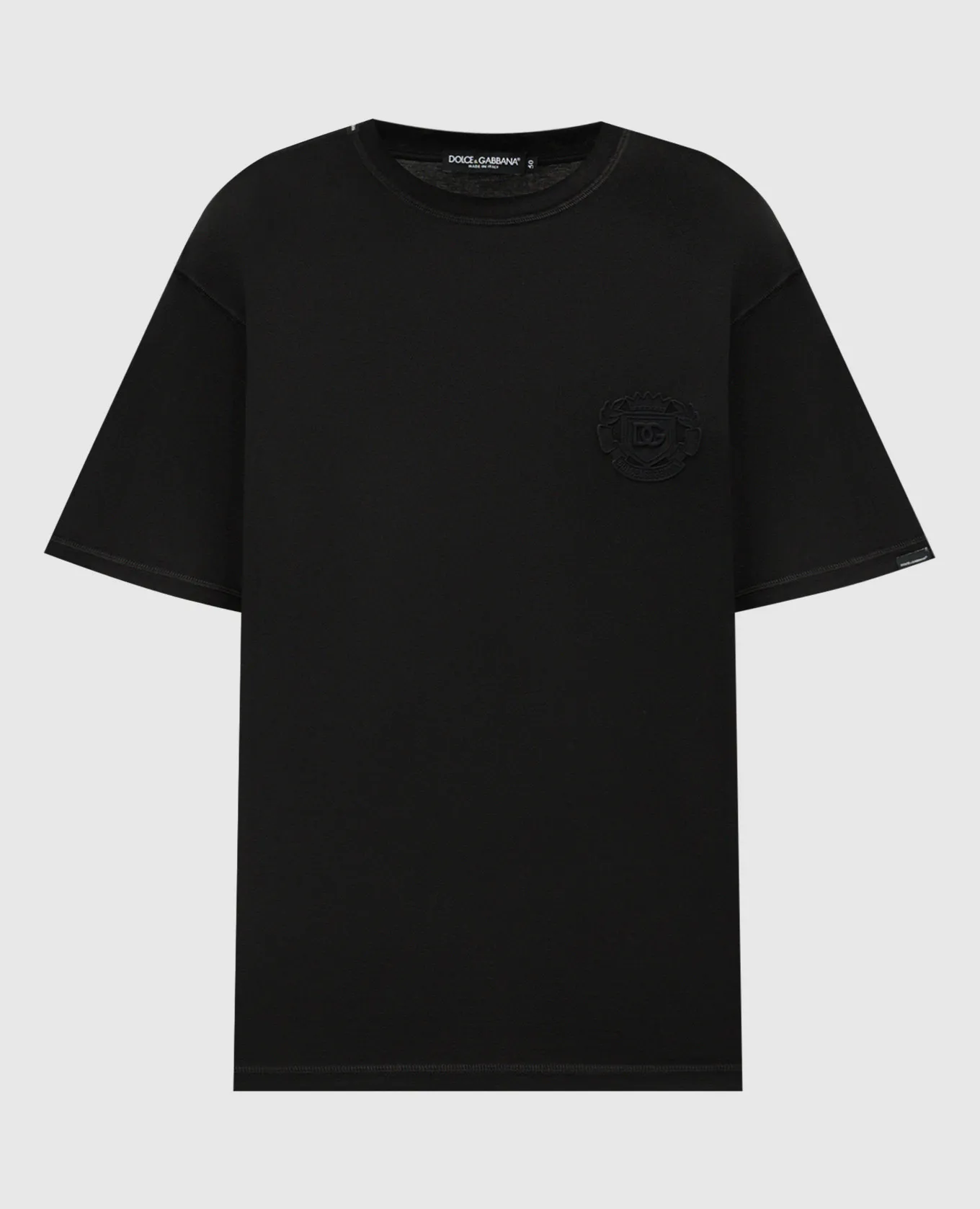 Dolce&Gabbana T-shirt nera con patch araldico G8PN9ZG7NYJ