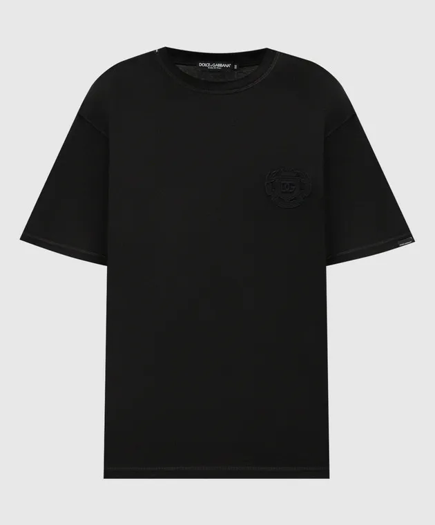 Dolce&Gabbana T-shirt nera con patch araldico G8PN9ZG7NYJ