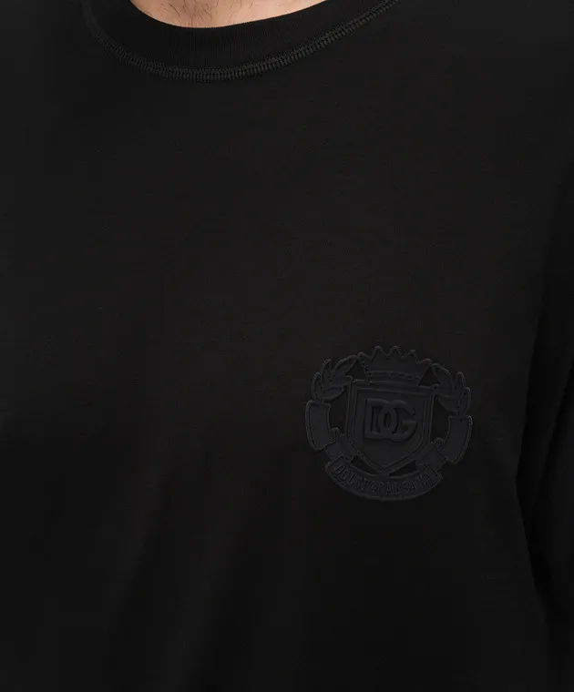 Dolce&Gabbana T-shirt nera con patch araldico G8PN9ZG7NYJ