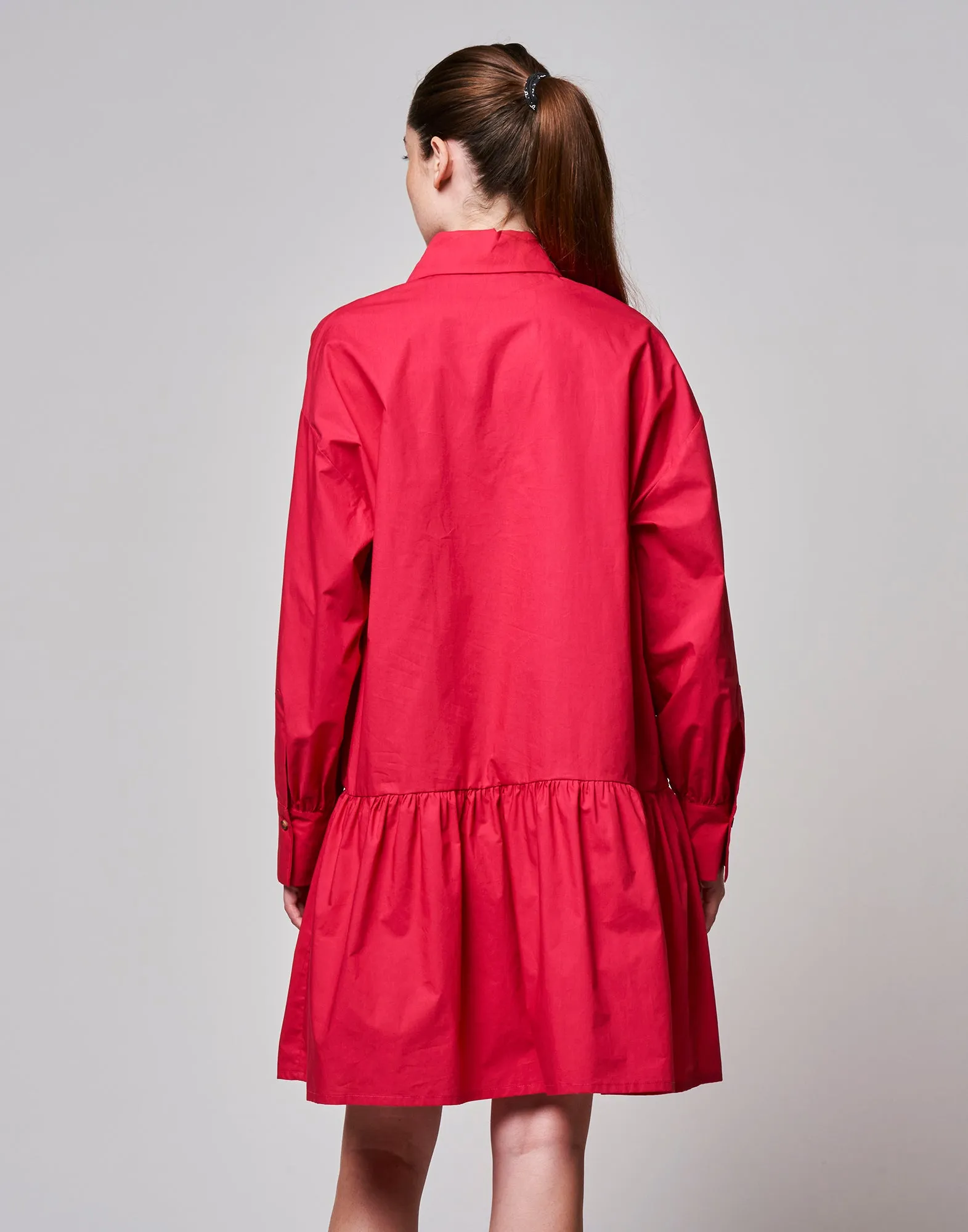 DOUUOD Abito Camicia Midi in Popeline