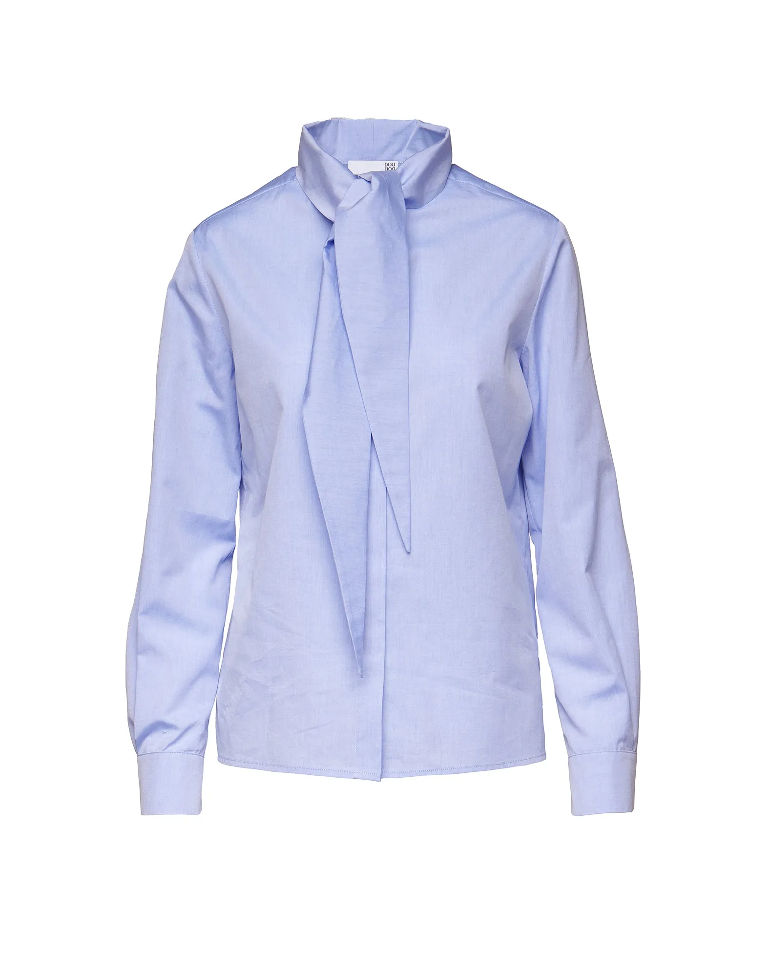 DOUUOD Camicia con Collo a Nastro in Popeline Sky