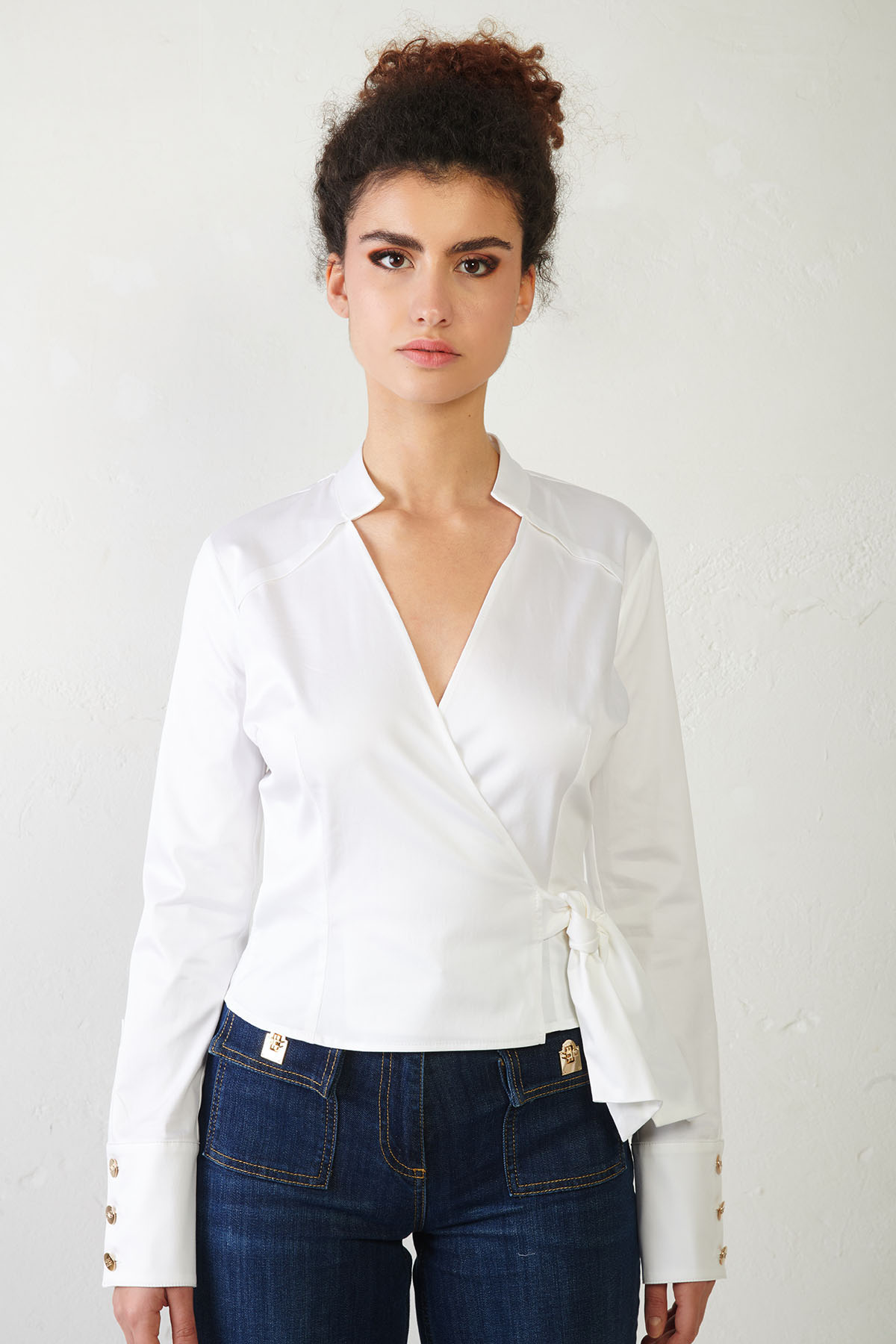 ELISABETTA FRANCHI Camicia incrociata stretch