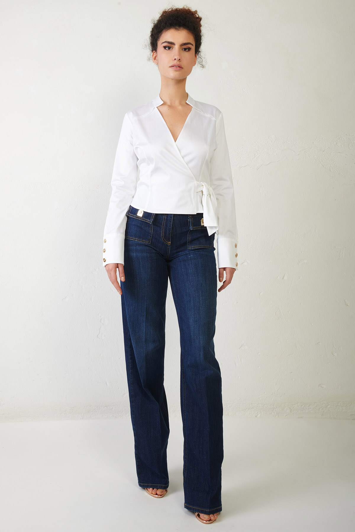 ELISABETTA FRANCHI Camicia incrociata stretch
