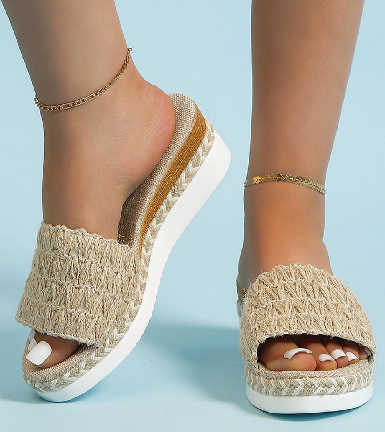 Espadrillas Pantofole con zeppa intrecciate per donna 2023 Sandali con plateau con suola spessa estiva Donna Leggero antiscivolo
