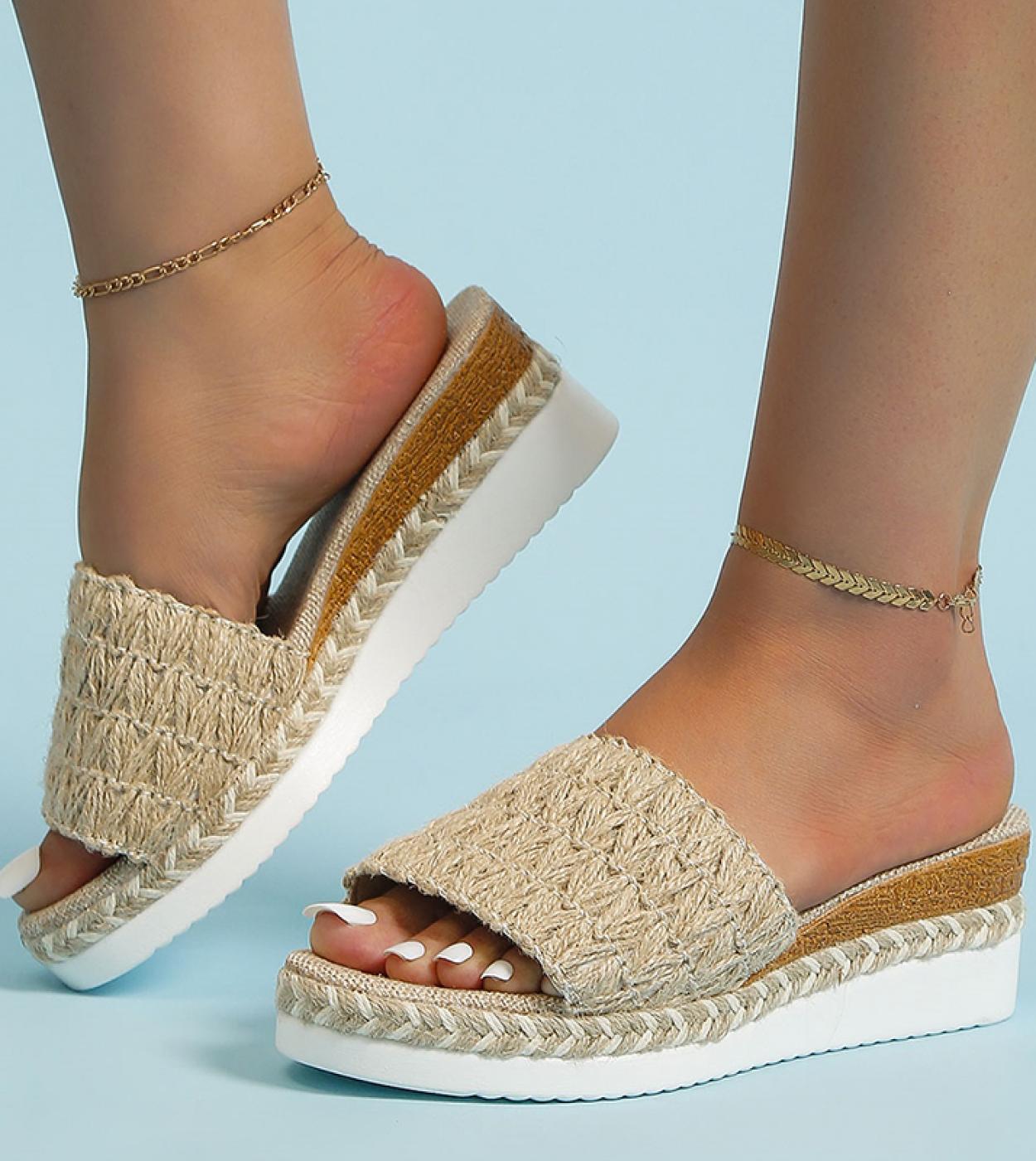 Espadrillas Pantofole con zeppa intrecciate per donna 2023 Sandali con plateau con suola spessa estiva Donna Leggero antiscivolo