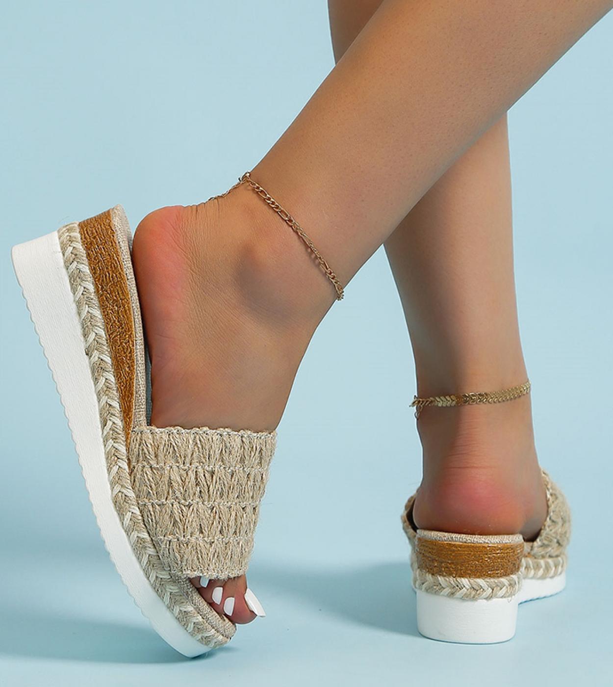 Espadrillas Pantofole con zeppa intrecciate per donna 2023 Sandali con plateau con suola spessa estiva Donna Leggero antiscivolo