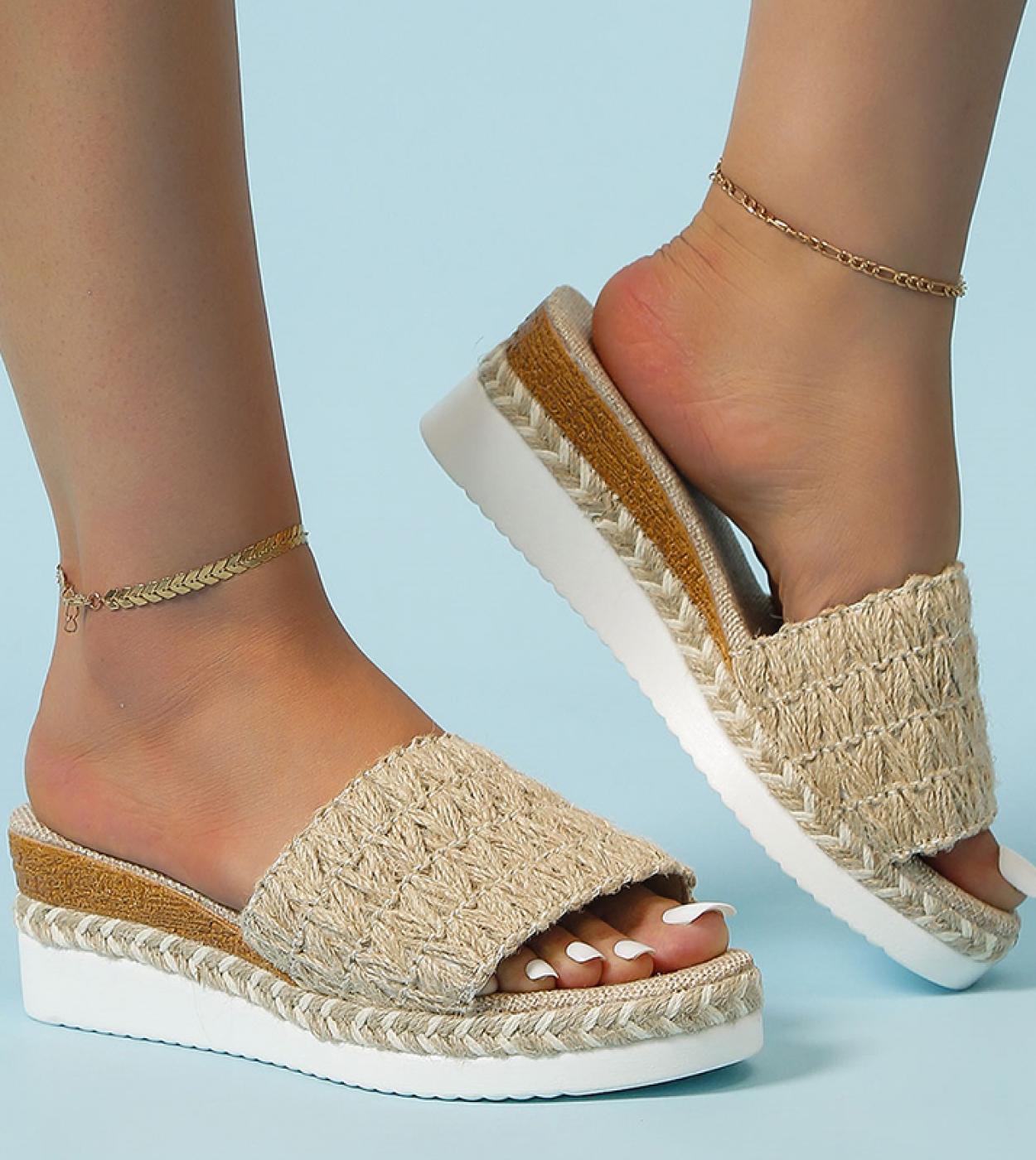 Espadrillas Pantofole con zeppa intrecciate per donna 2023 Sandali con plateau con suola spessa estiva Donna Leggero antiscivolo