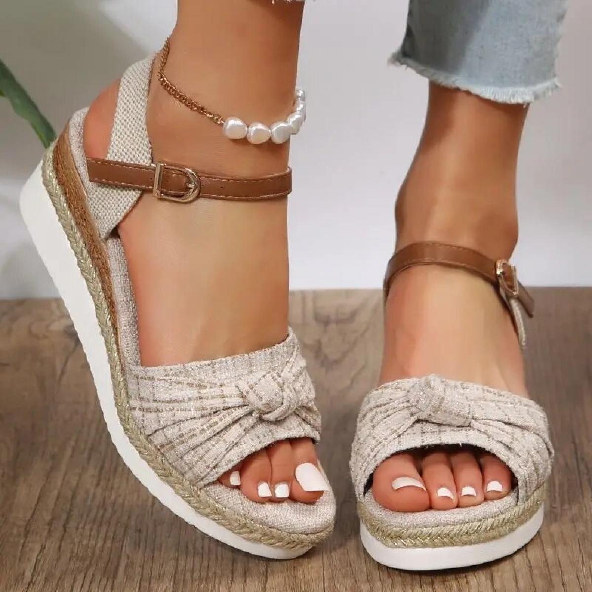 Espadrillas Sandali con zeppa per donna Estate Peep Toe antiscivolo Scarpe gladiatore Moda donna Bowtie Sandali con plateau Muj