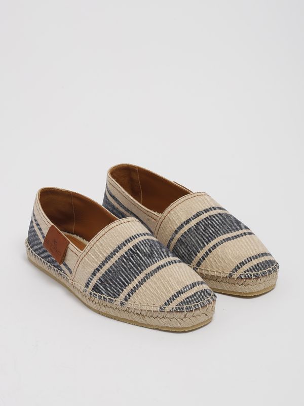 Espadrillas uomo Etro in lino e cotone con stampa a righe Beige-Navy