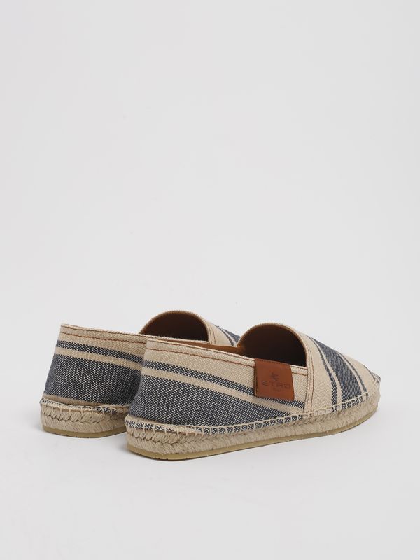 Espadrillas uomo Etro in lino e cotone con stampa a righe Beige-Navy