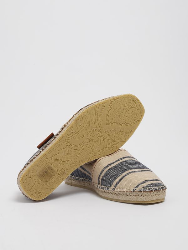Espadrillas uomo Etro in lino e cotone con stampa a righe Beige-Navy