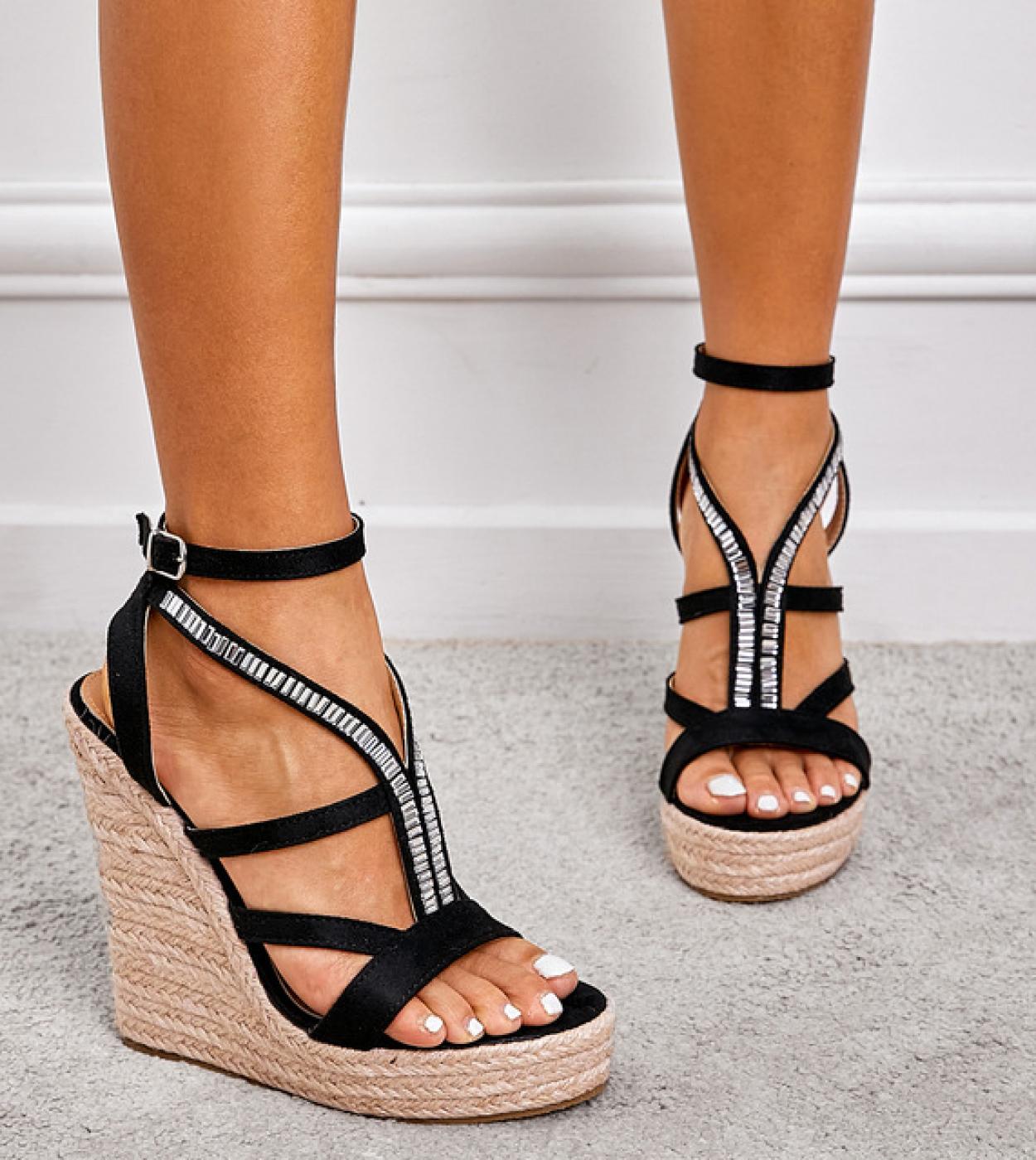 Estate Sandali Con Plateau 2022 Moda Donna Cinturino Gladiatore Sandalo Zeppe Scarpe Casual Donna Peep Toe Espadrillas Donna